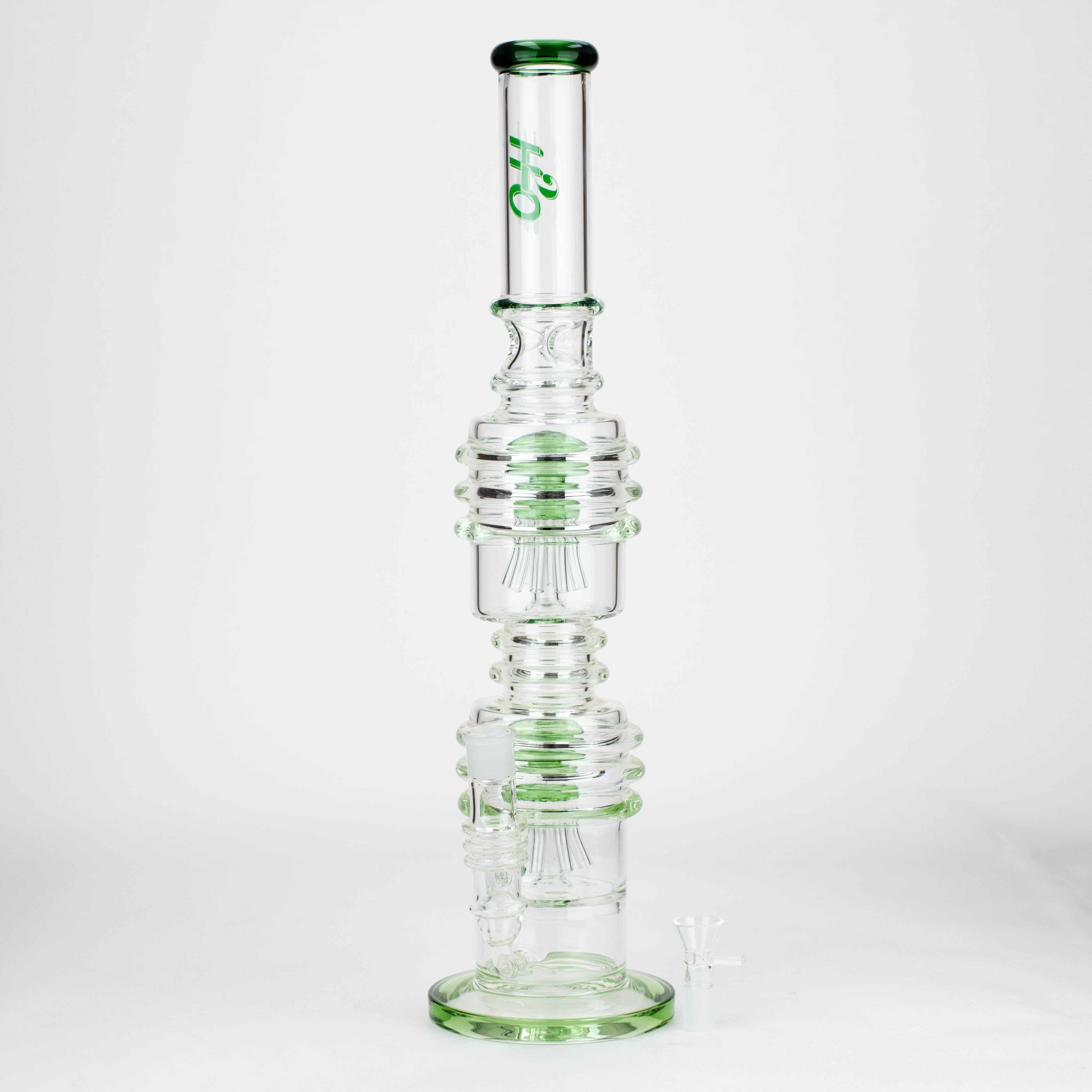 H2O | 21" Dual percolator glass water bong [H2O-5019]