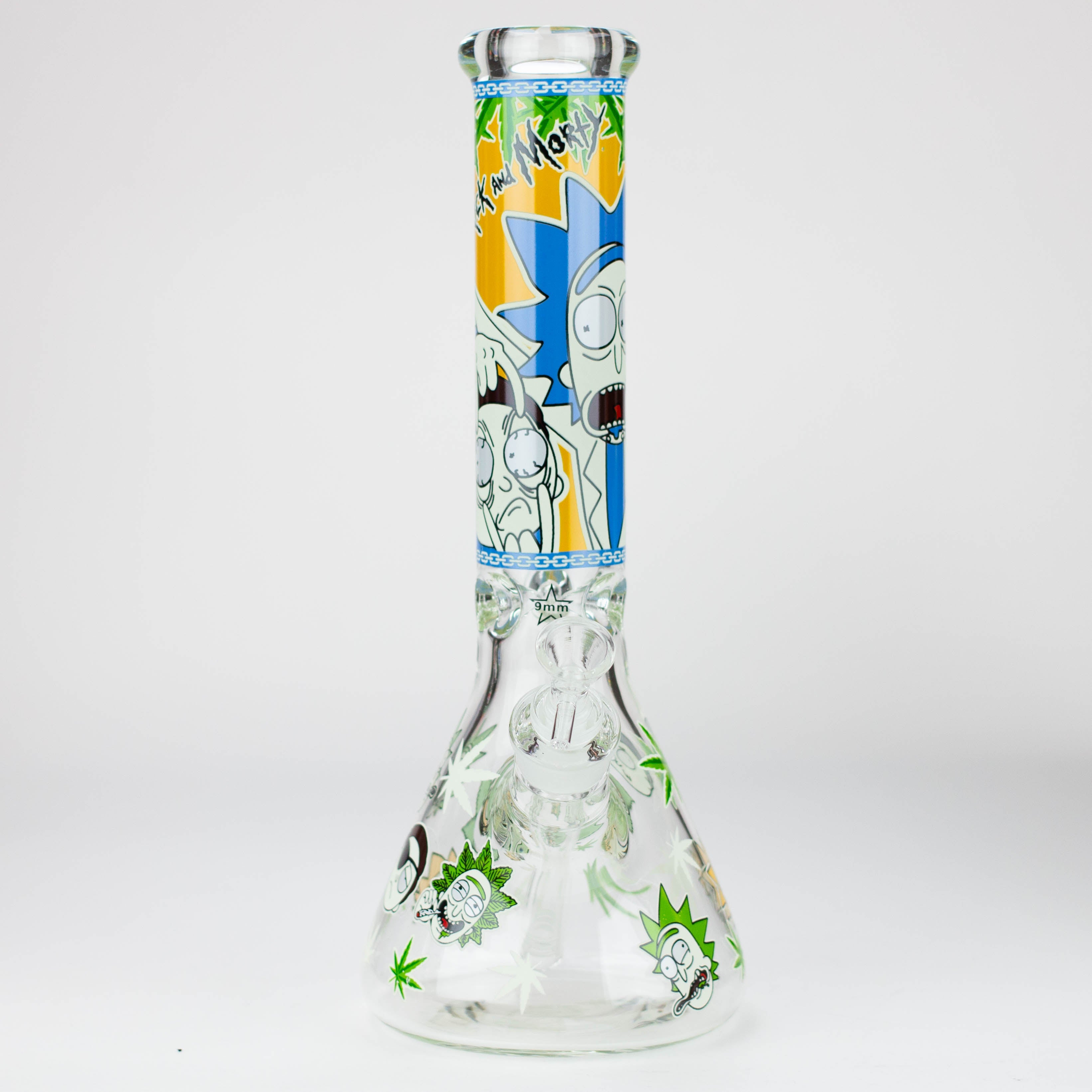 13.5” RM cartoon 9 mm glass Glow beaker water bong [GB21009]