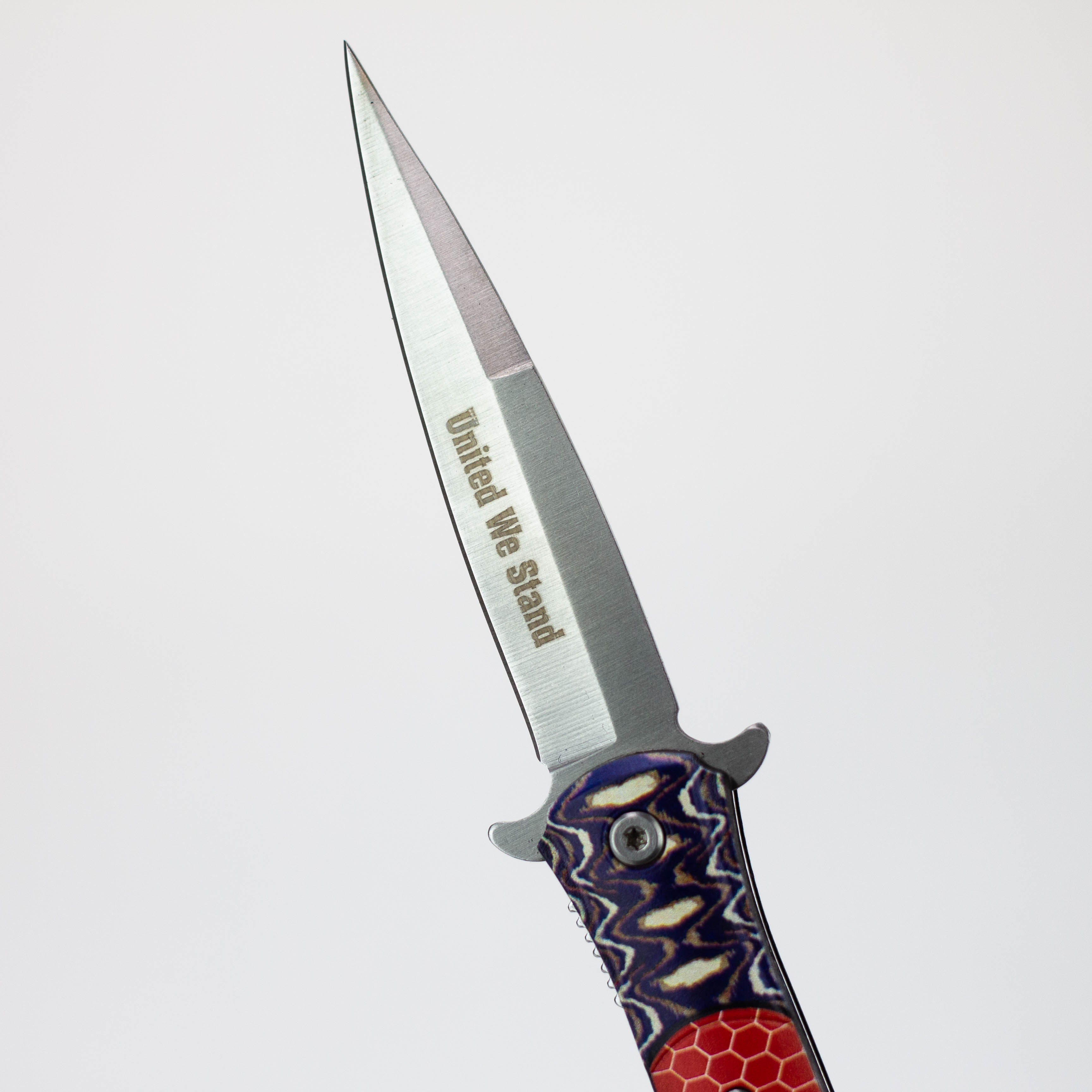8.5" Folding Knife Rescue Stainless Steel Unique Art Handle Red [13433]