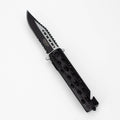 8.5" Defender Black Tactical Design Pocket Knife with Belt Clip [7672]