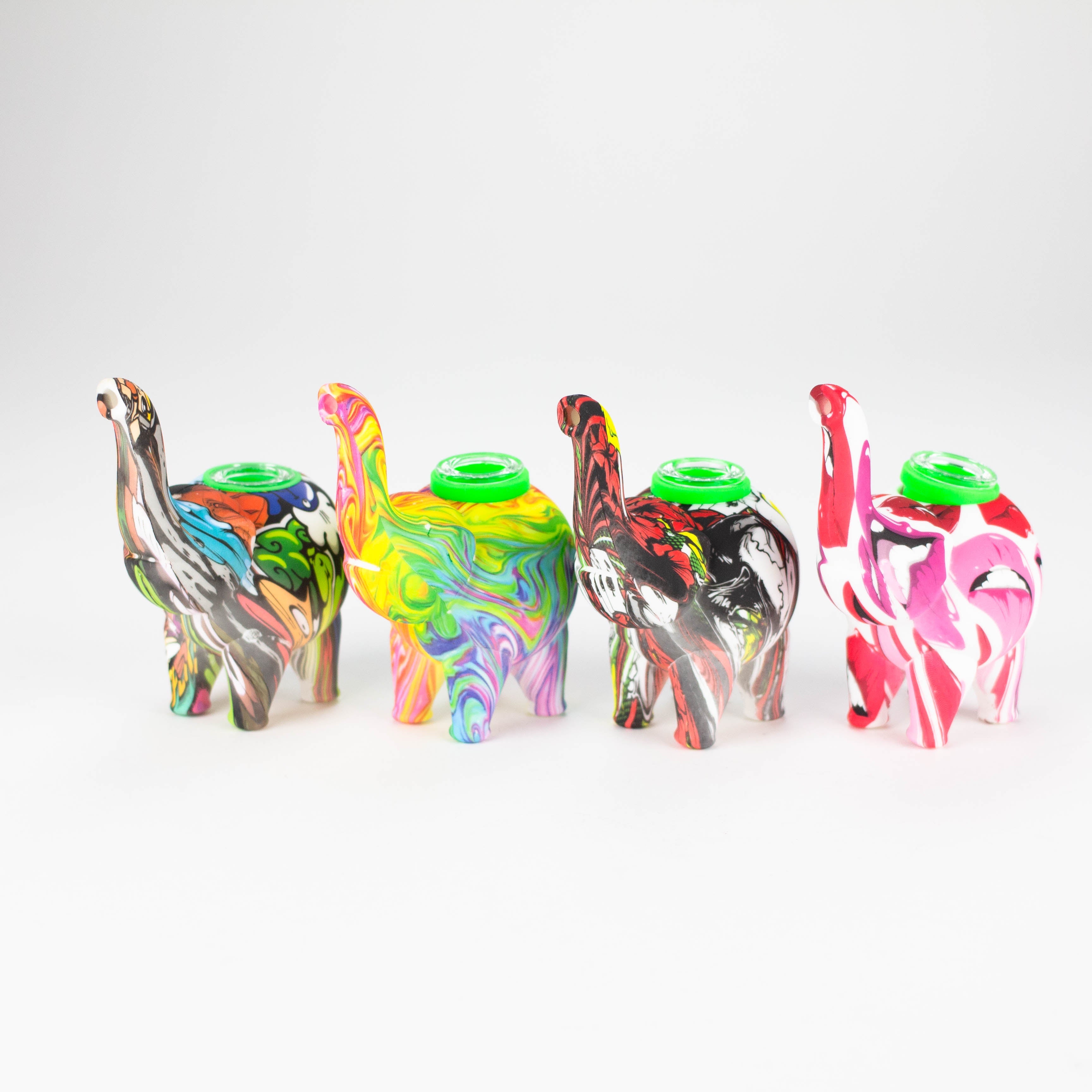 4.5" Assorted silicone elephant bubbler [QT002D]