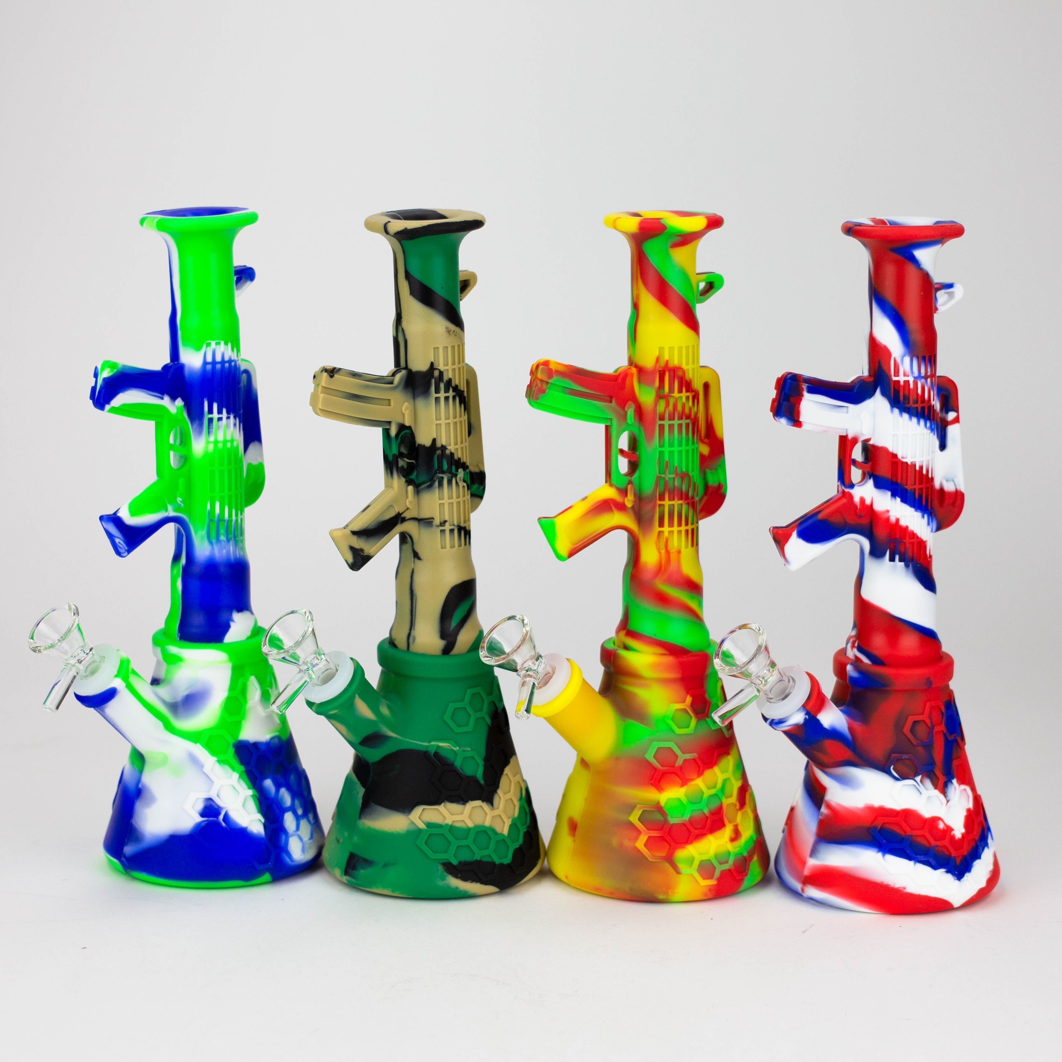 11" Multi-color bazooka silicone detachable water bong-Assorted