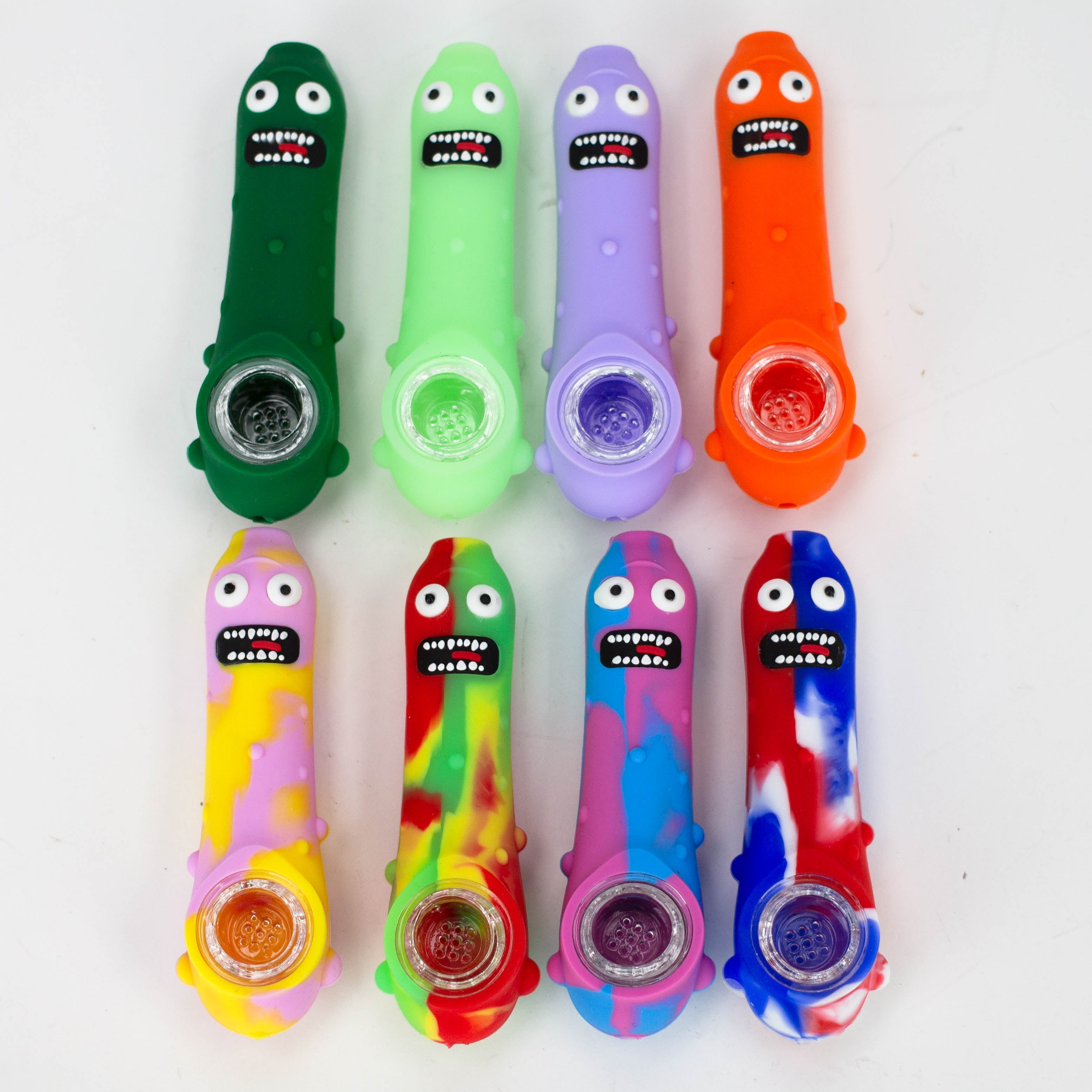 4.5" Cucumber Silicone hand pipe with glass bowl-Assorted