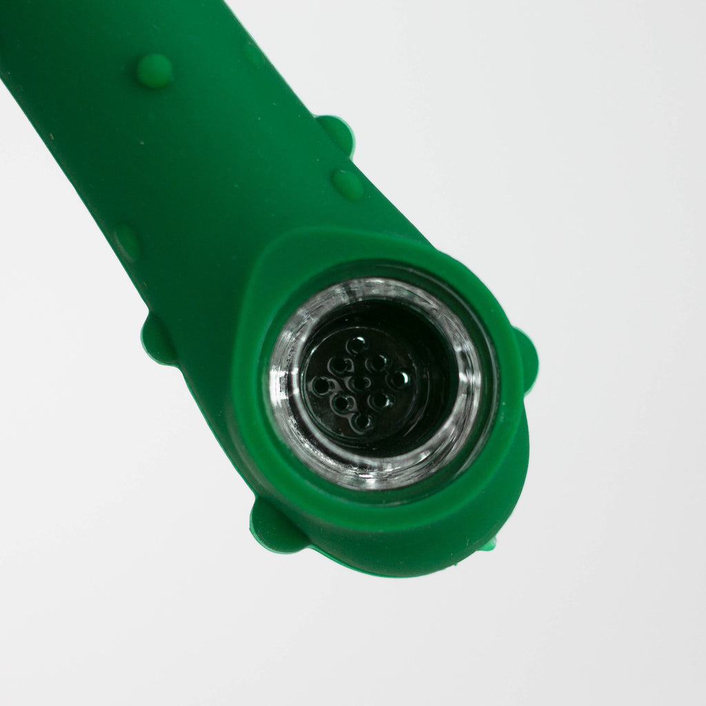 4.5" Cucumber Silicone hand pipe with glass bowl-Assorted