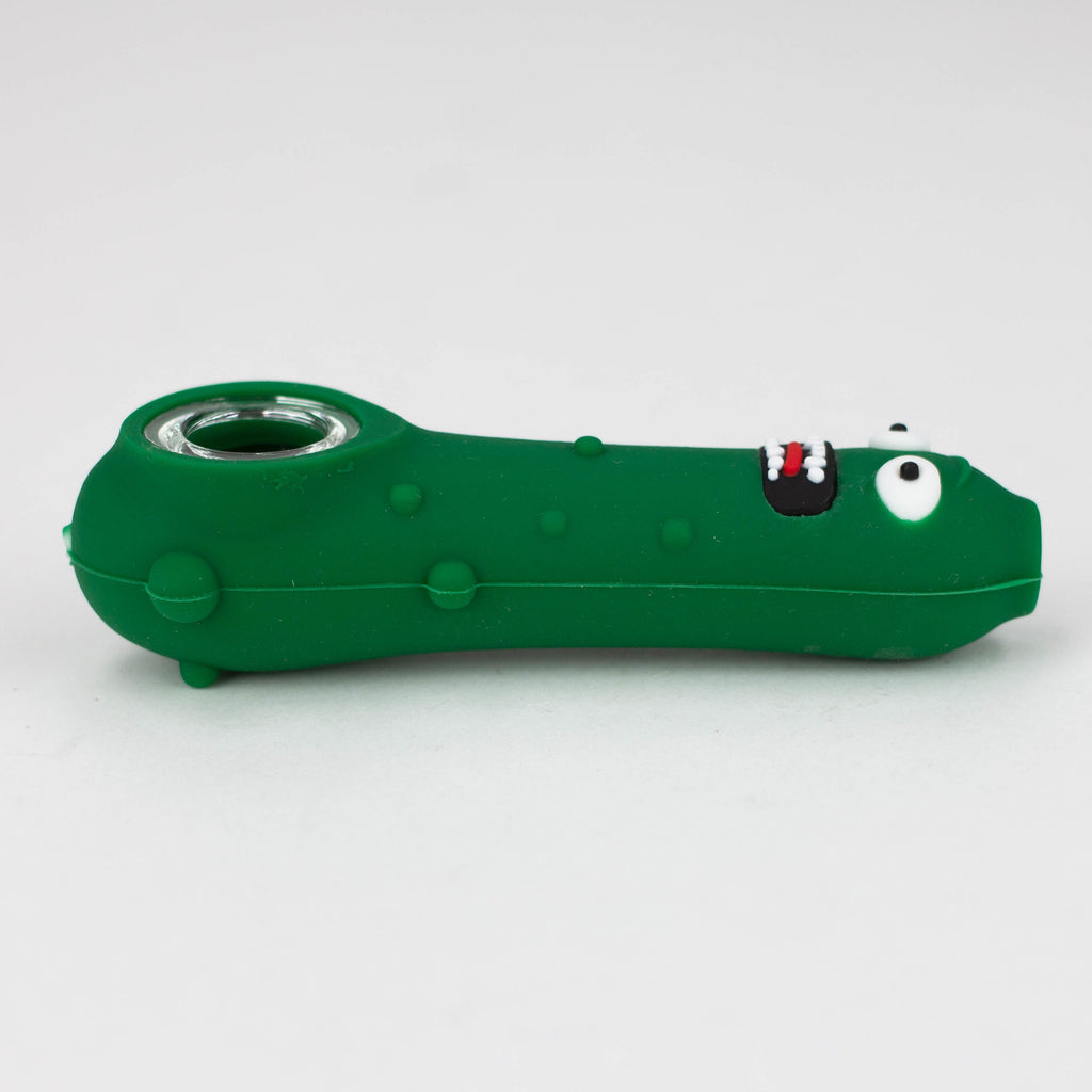 4.5" Cucumber Silicone hand pipe with glass bowl-Assorted