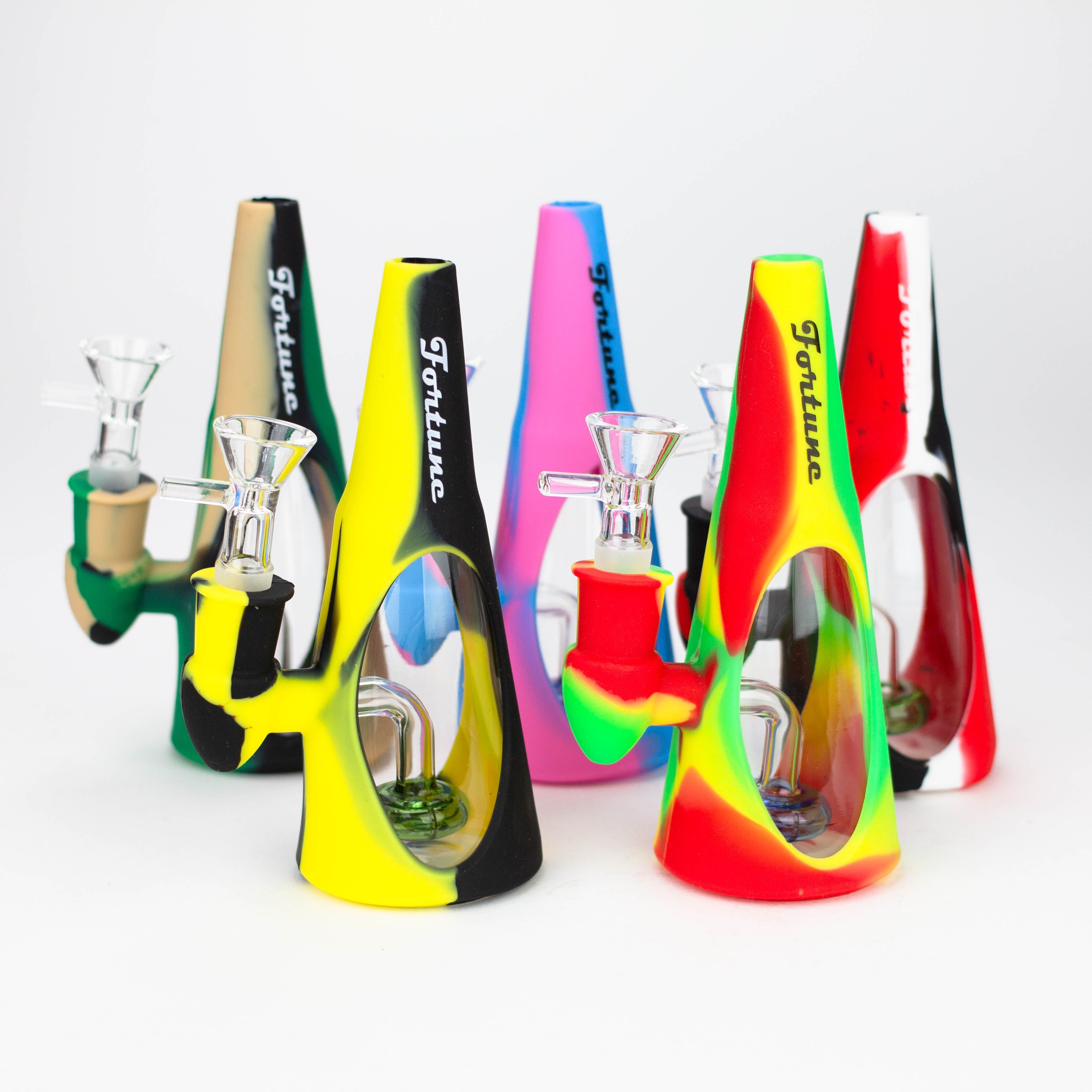 Fortune | 6.5" Multi-color Cone silicone water bong-Assorted [SP1049]
