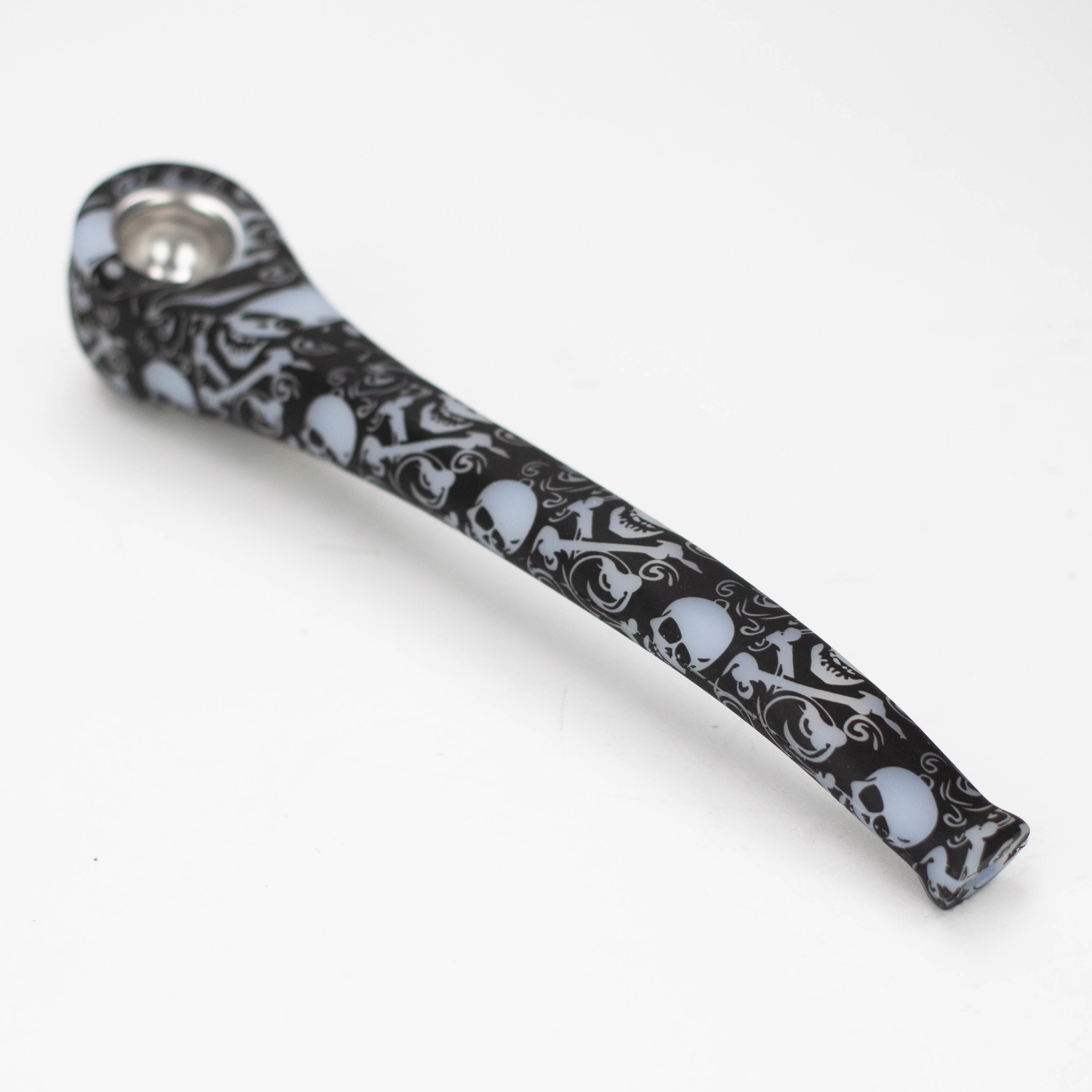 9" Silicone graphic hand pipe with metal bowl