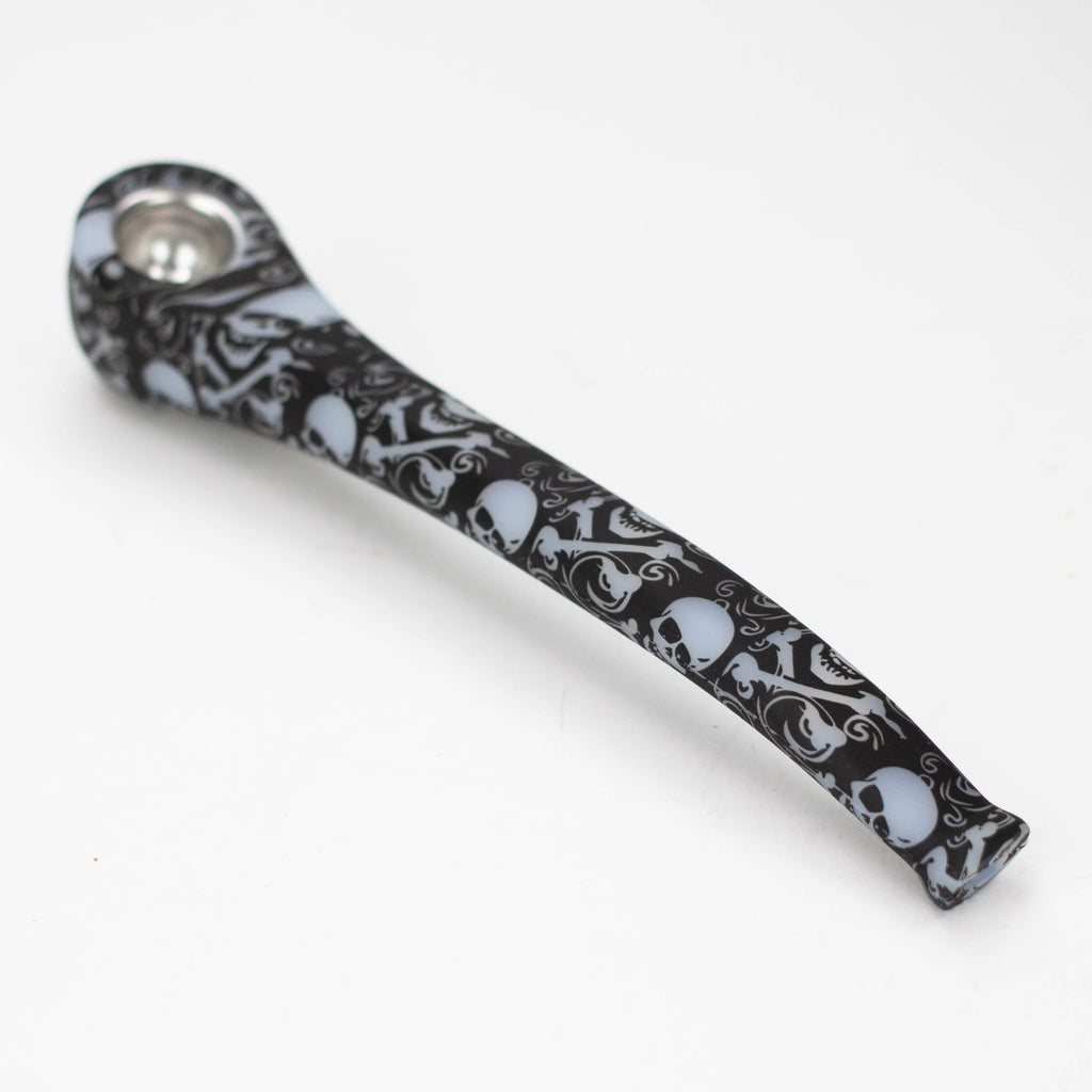 9" Silicone graphic hand pipe with metal bowl