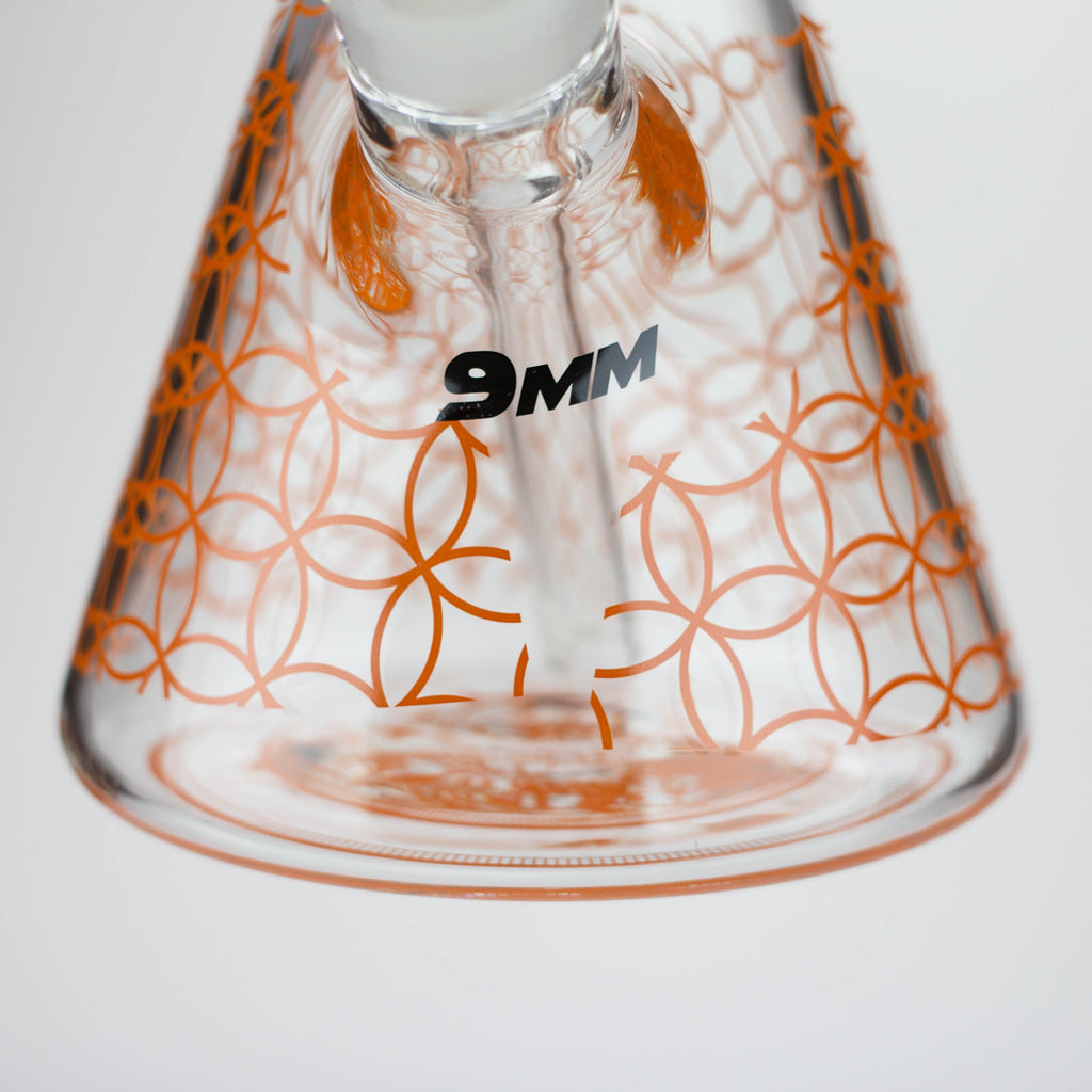 15.5"  9 mm Graphic glass water bong [GBT2117]