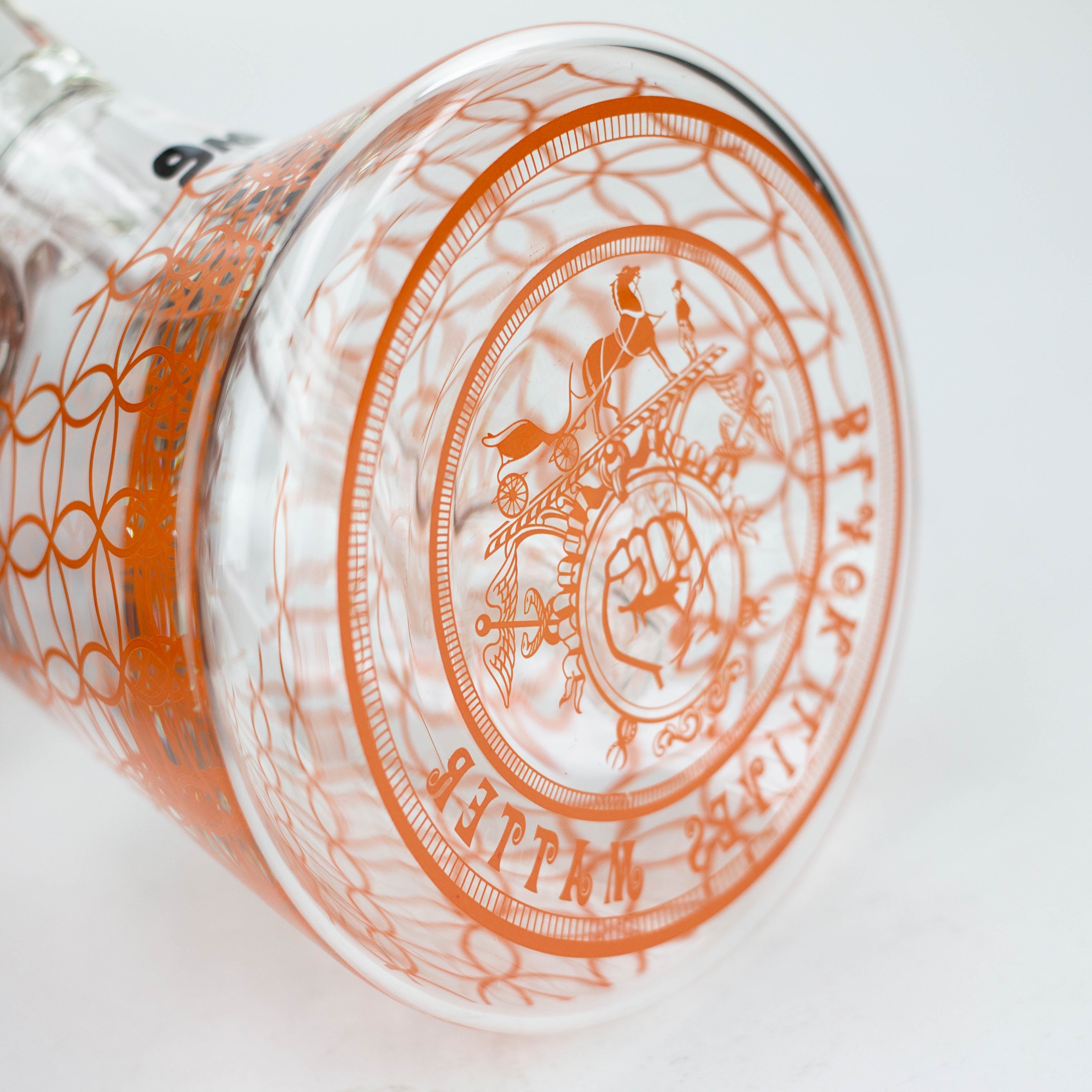 15.5"  9 mm Graphic glass water bong [GBT2117]