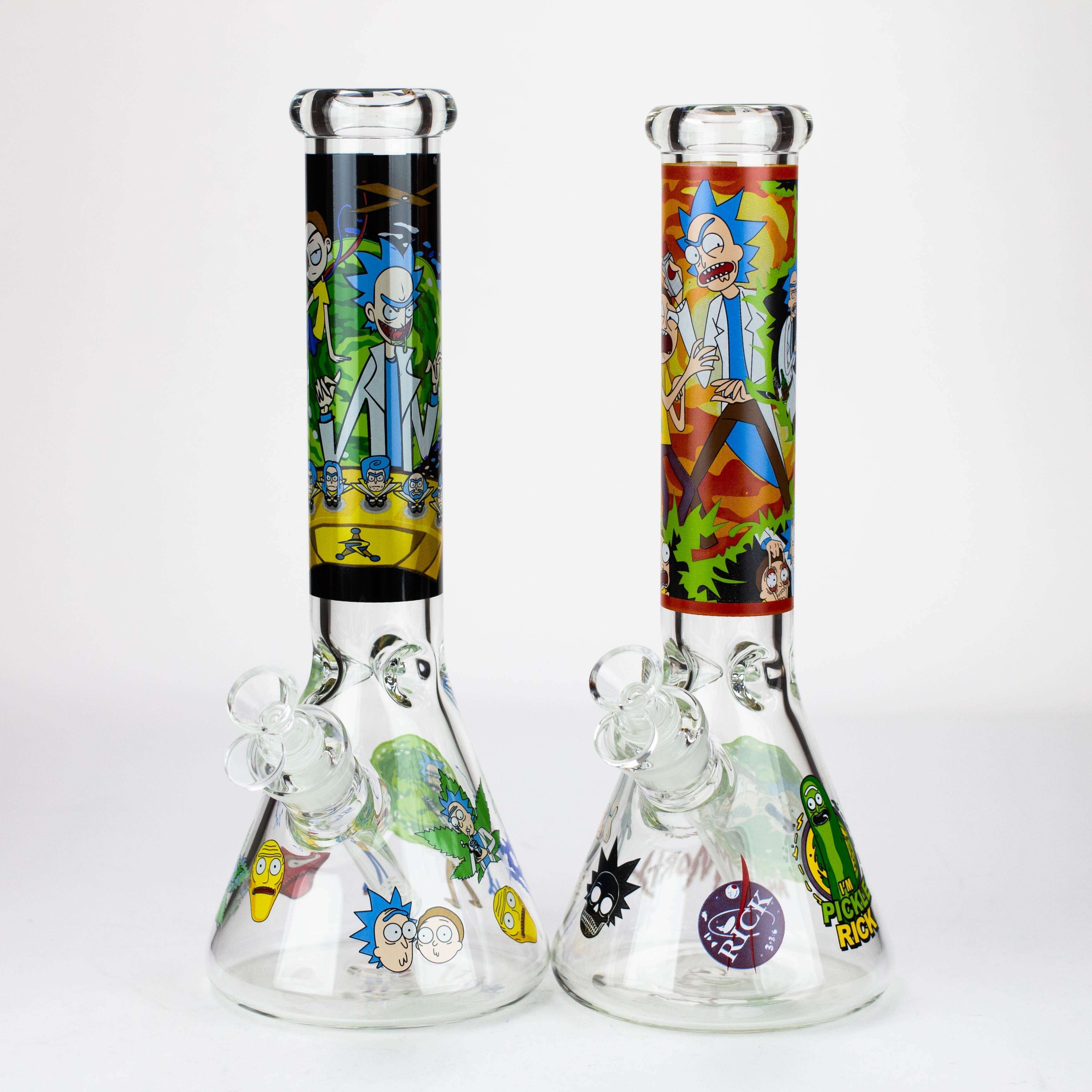 14” RM cartoon 7 mm glass beaker water bong Assorted Designs