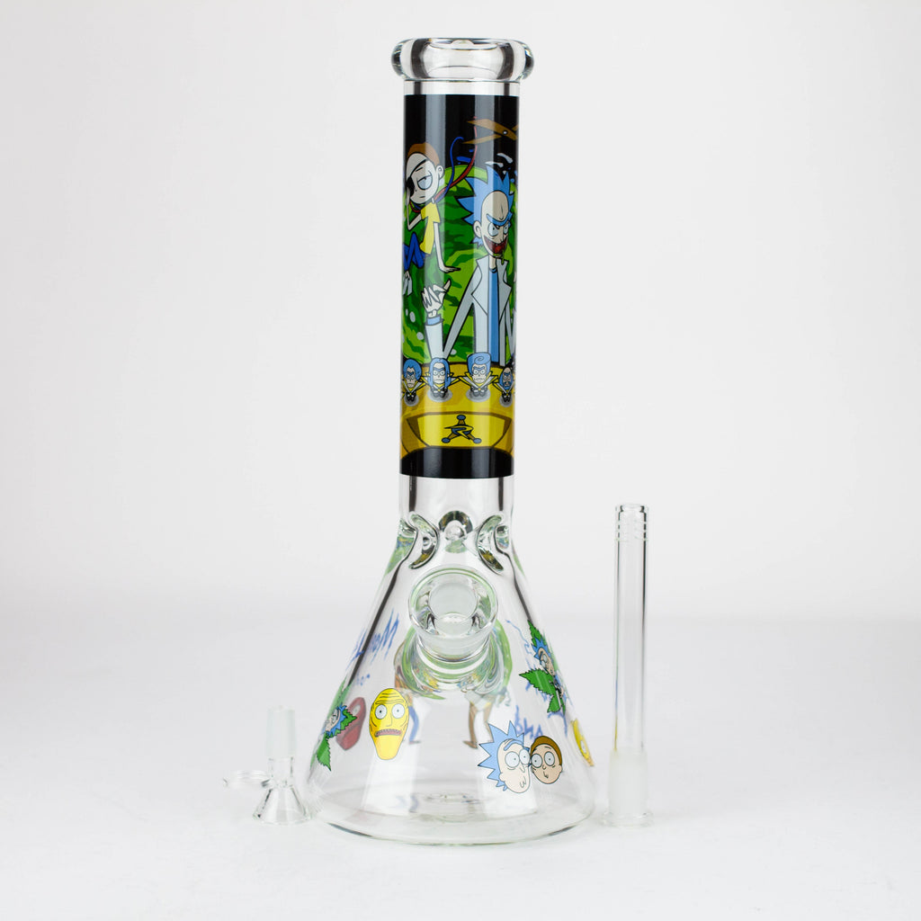 14” RM cartoon 7 mm glass beaker water bong Assorted Designs