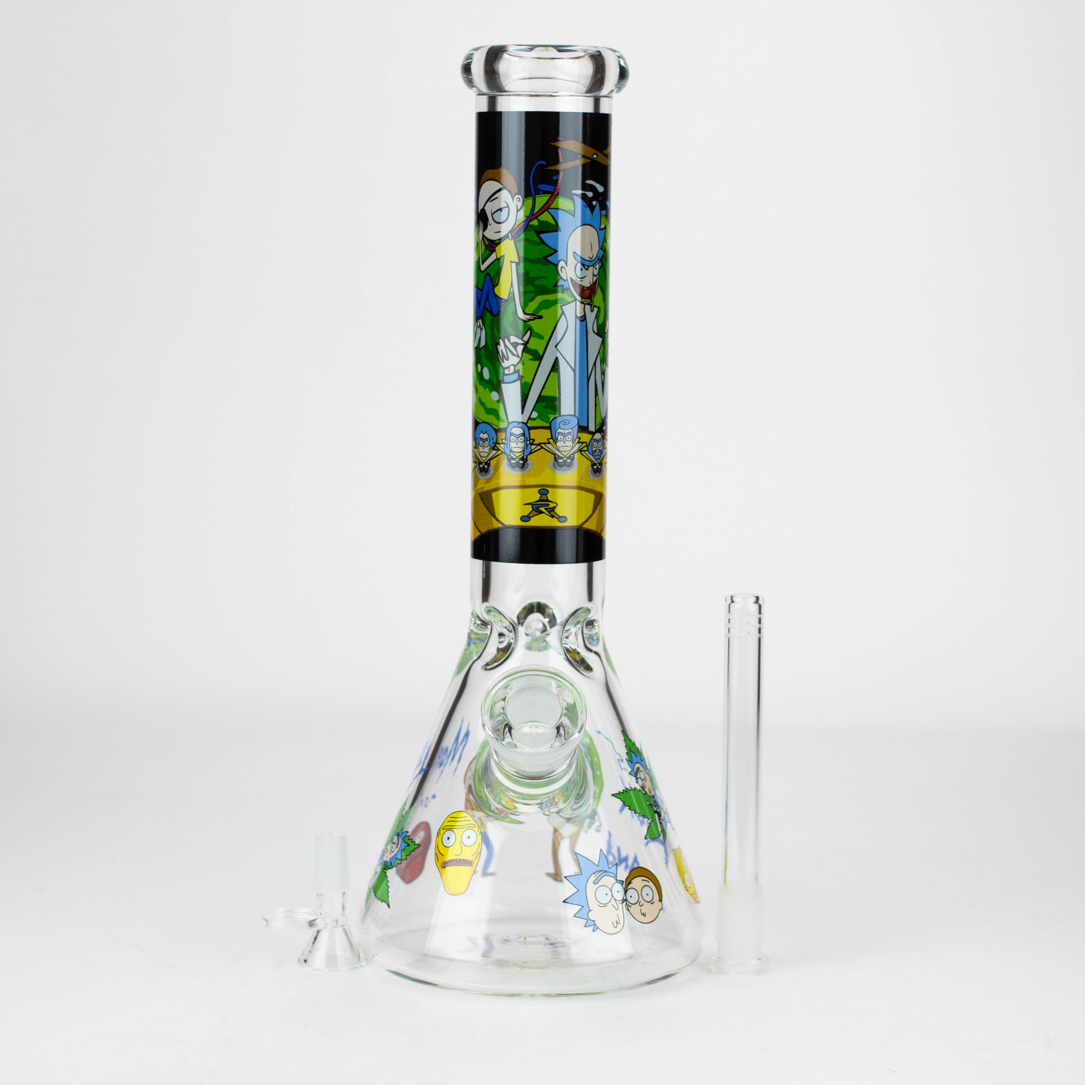 14” RM cartoon 7 mm glass beaker water bong Assorted Designs