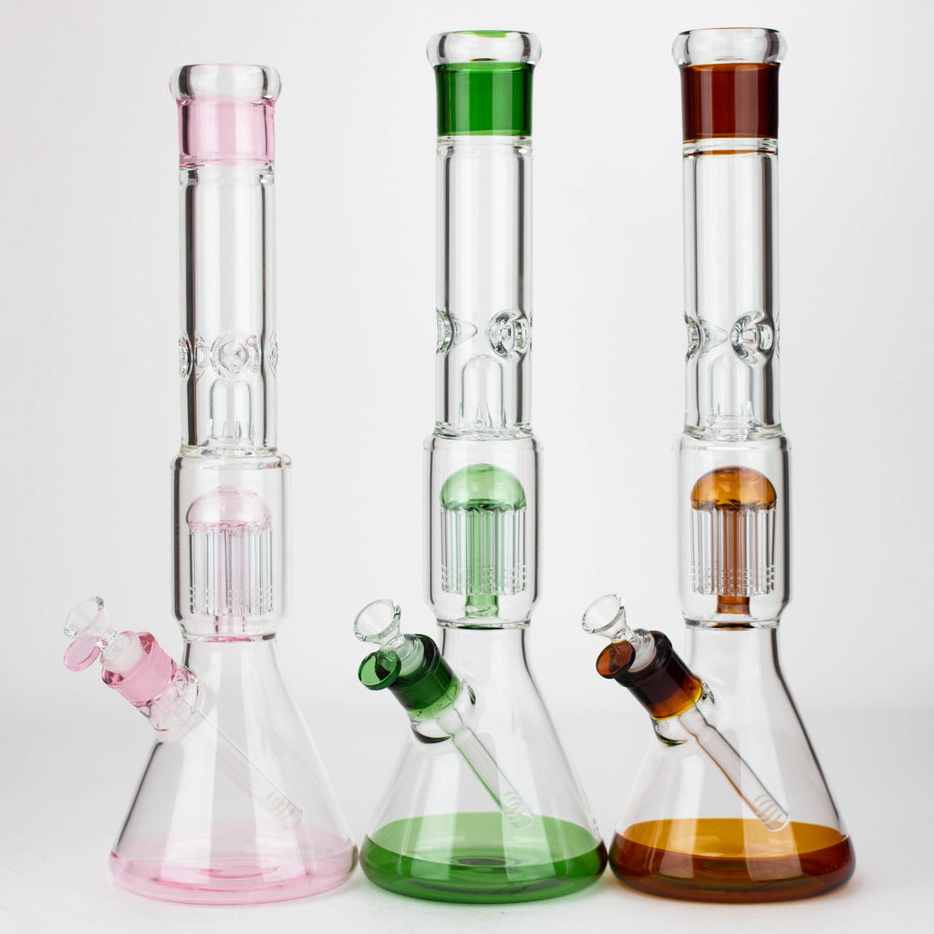18" Single 8 arms perc, with splash guard 7mm glass water bong [G11122]