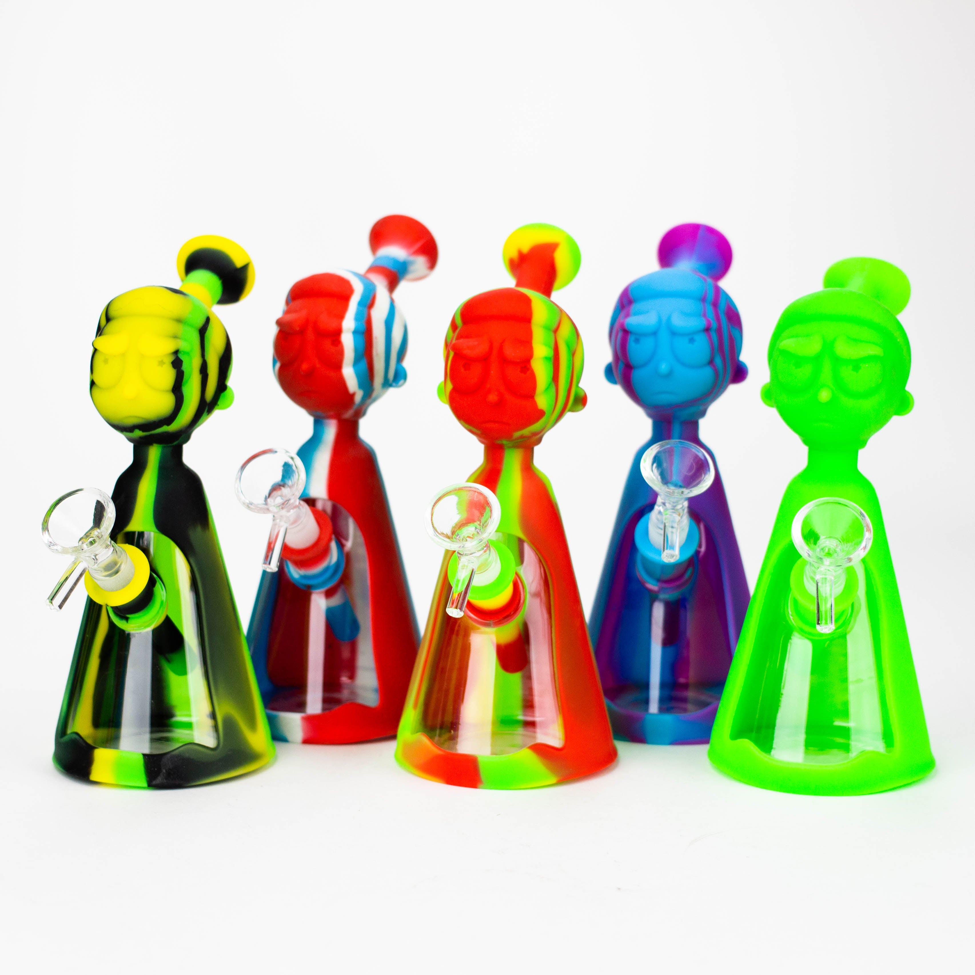 7" RM Cartoon multi colored silicone water bong [H120]