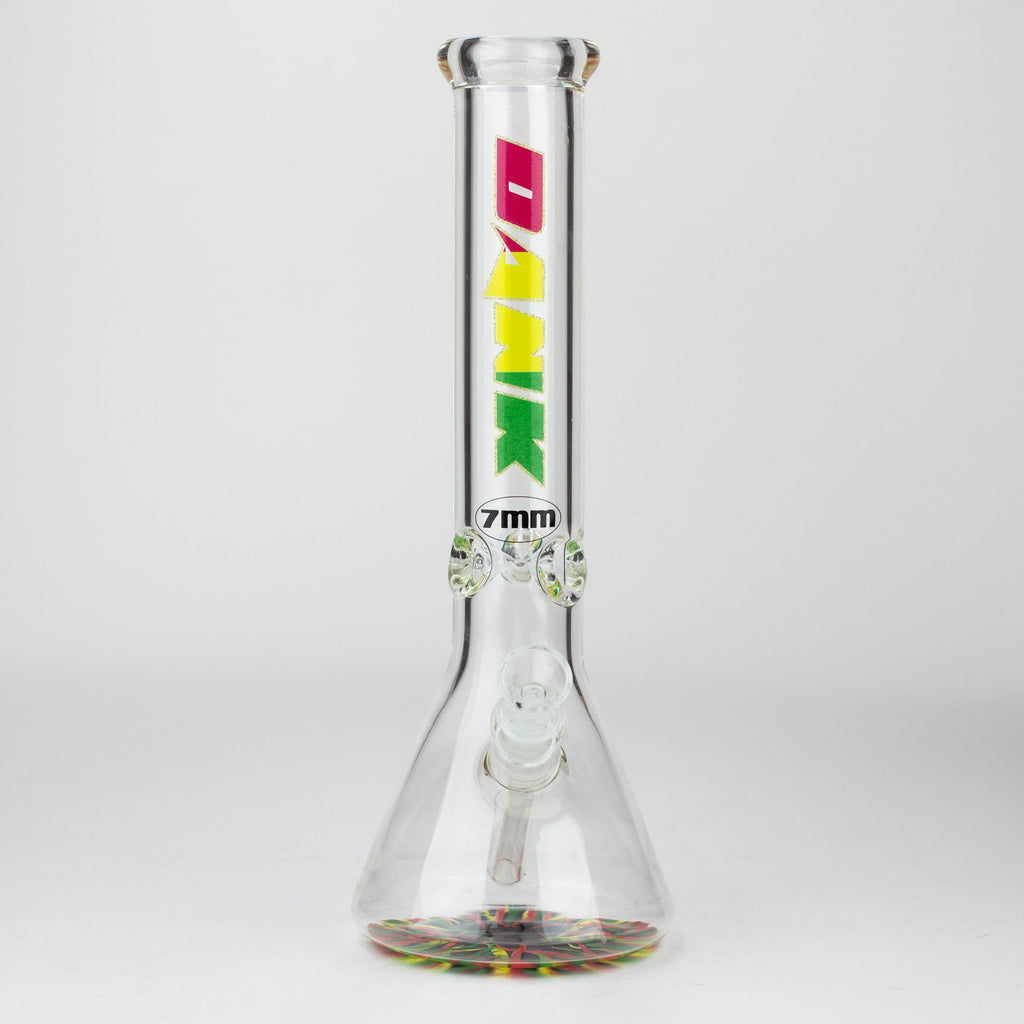 DANK | 14" 7mm Beaker Bong with Colour Bottom