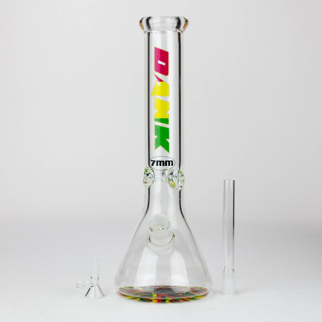 DANK | 14" 7mm Beaker Bong with Colour Bottom