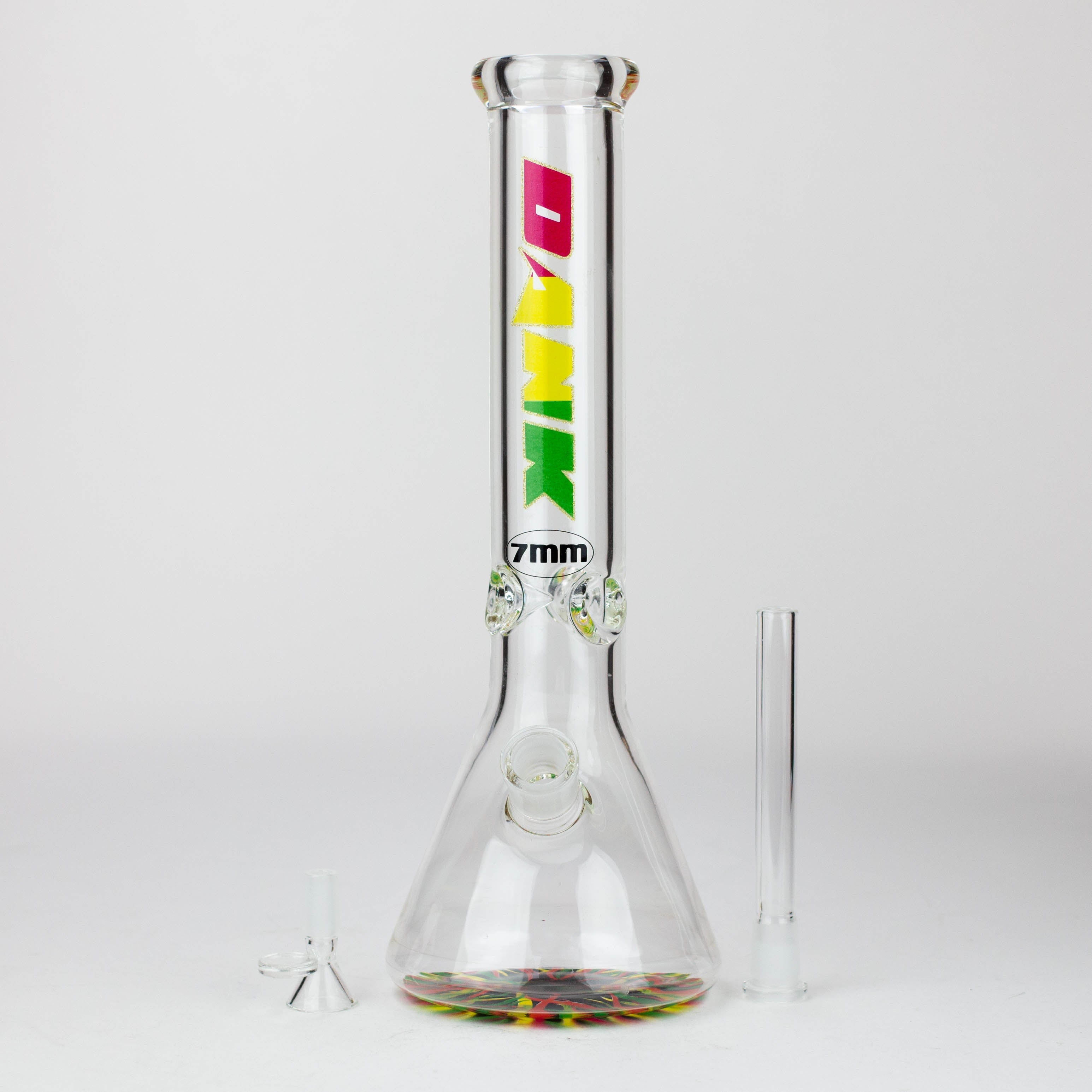 DANK | 14" 7mm Beaker Bong with Colour Bottom