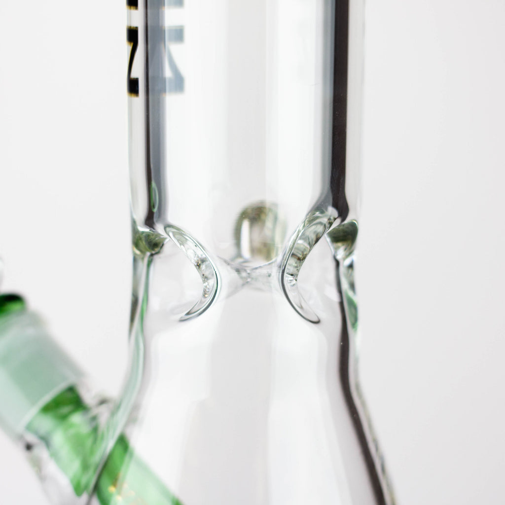 WellCann | 14" 7mm Beaker Bong with Thick Decal Base - Black x Green v2