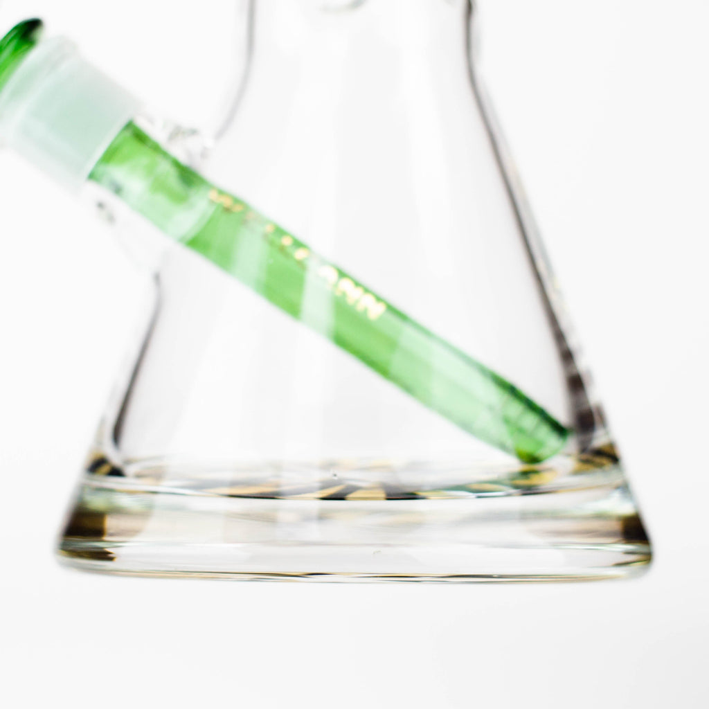 WellCann | 14" 7mm Beaker Bong with Thick Decal Base - Black x Green v2