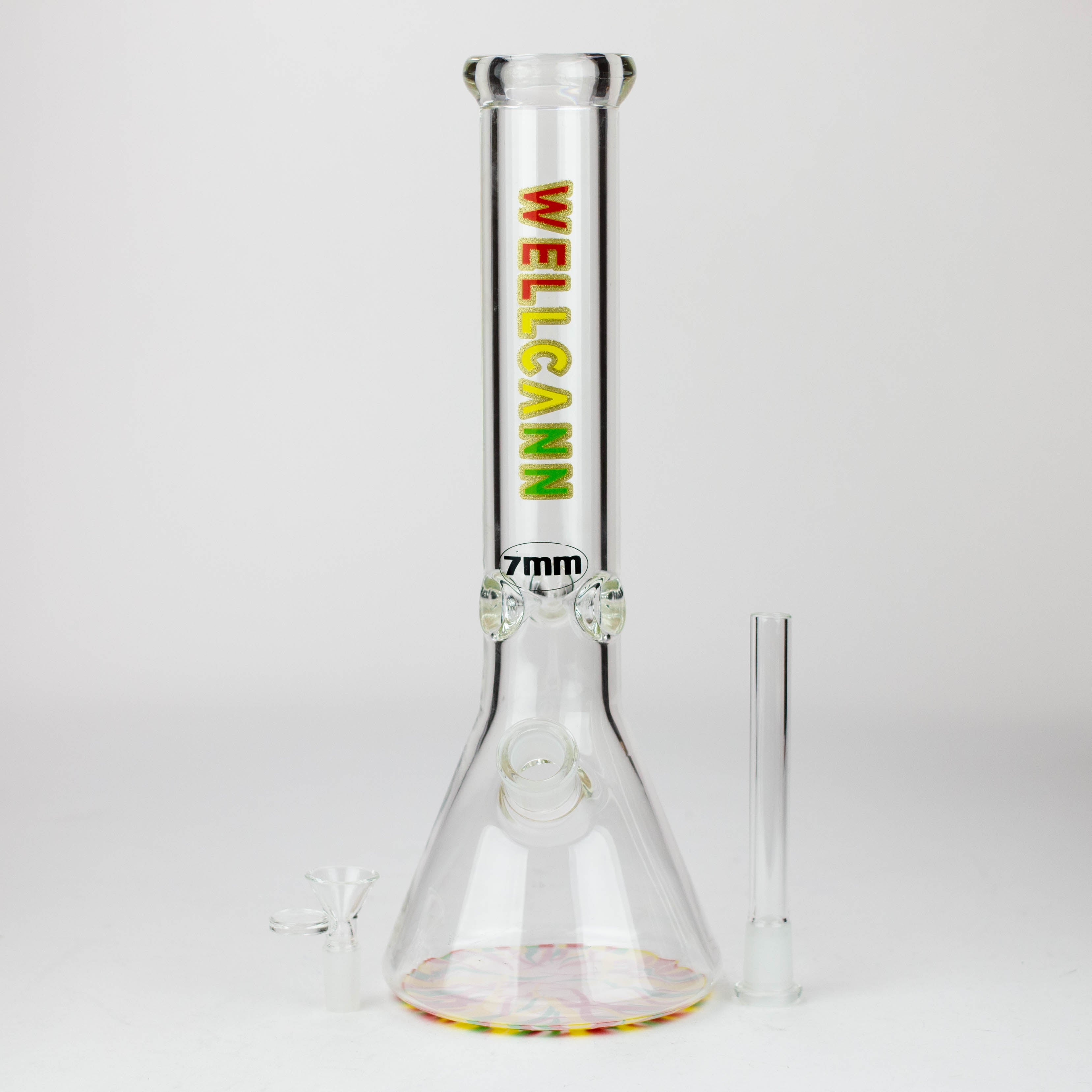 WellCann | 14" 7mm Beaker Bong with Colour Bottom