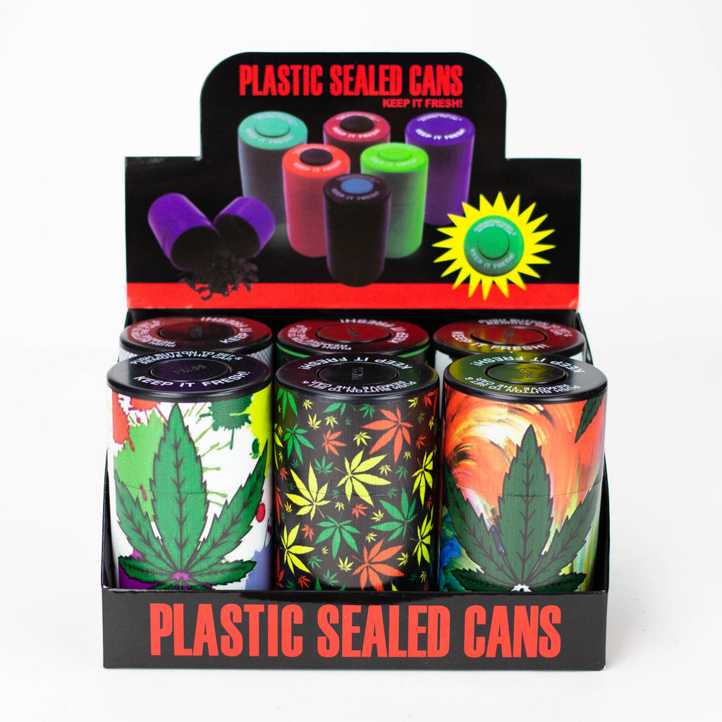 ZAir tight Stash Jars with Green Leaf Designs Box of 6