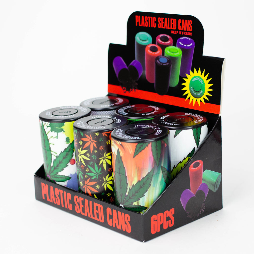 ZAir tight Stash Jars with Green Leaf Designs Box of 6