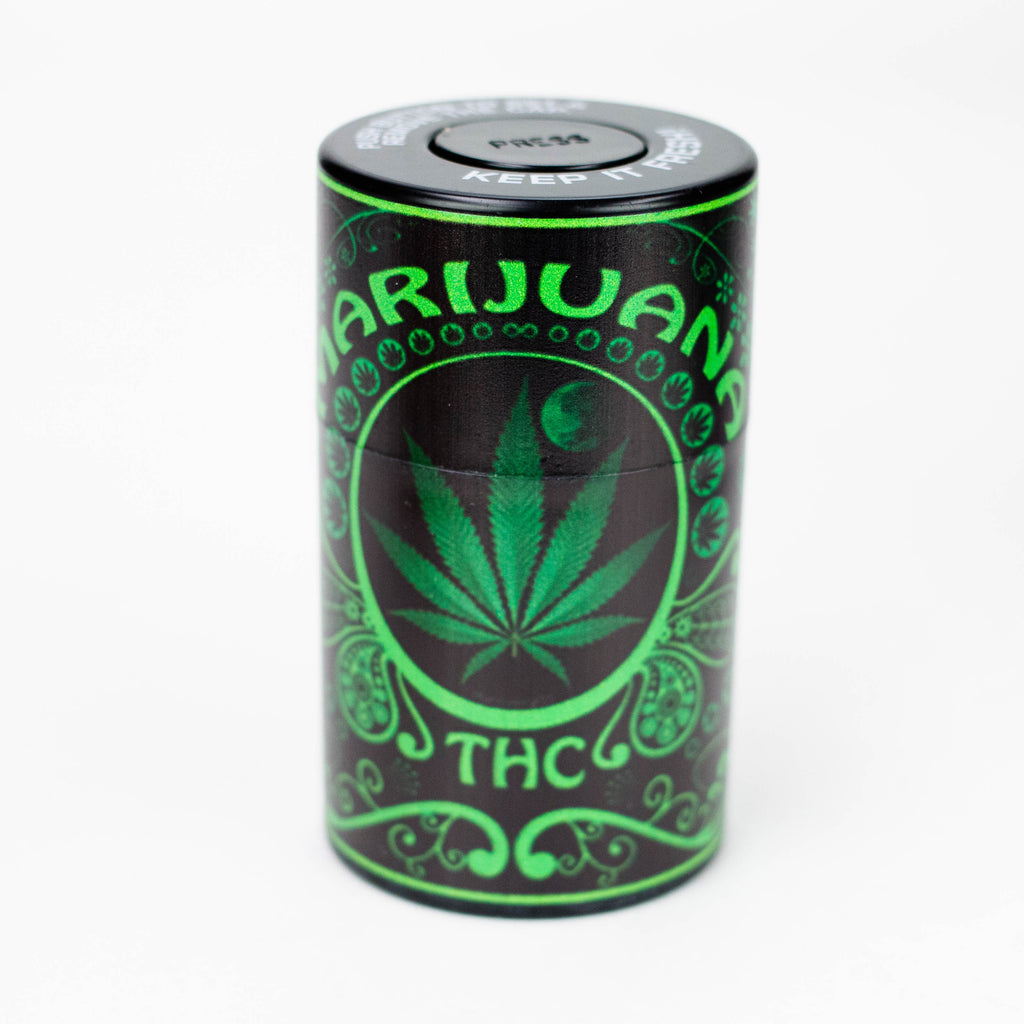 ZAir tight Stash Jars with Green Leaf Designs Box of 6