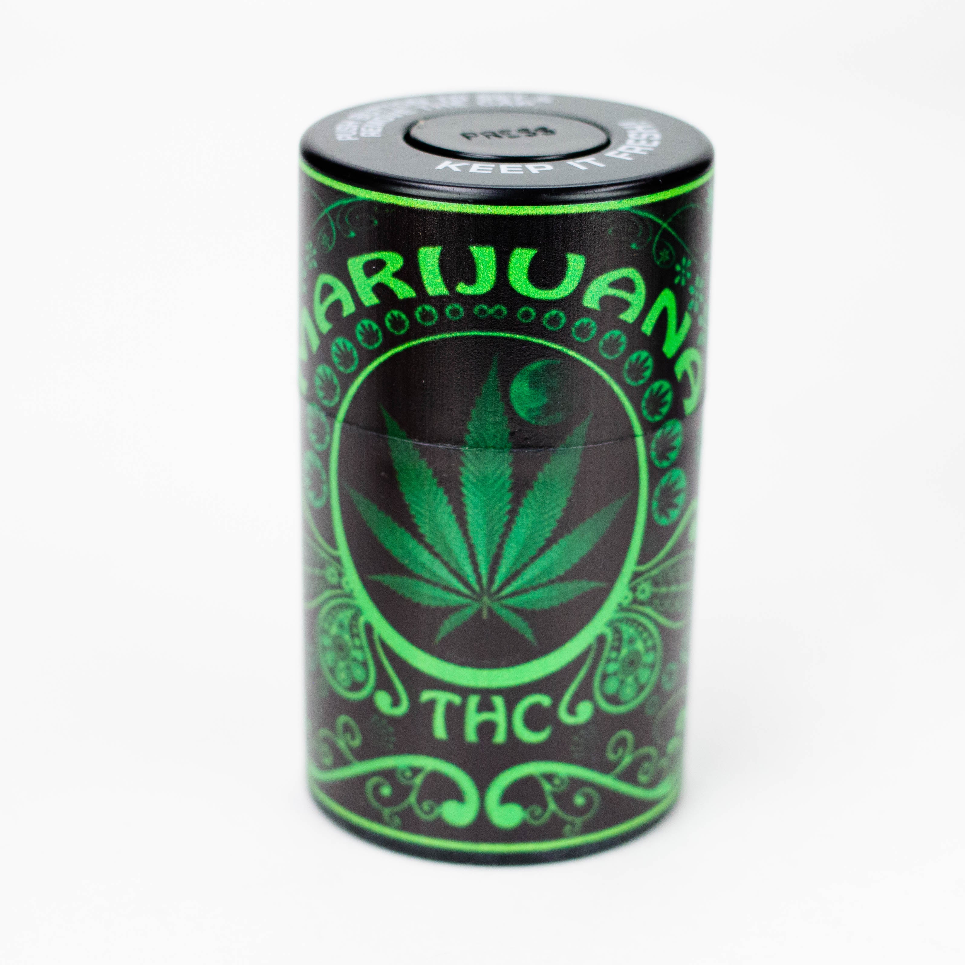 ZAir tight Stash Jars with Green Leaf Designs Box of 6