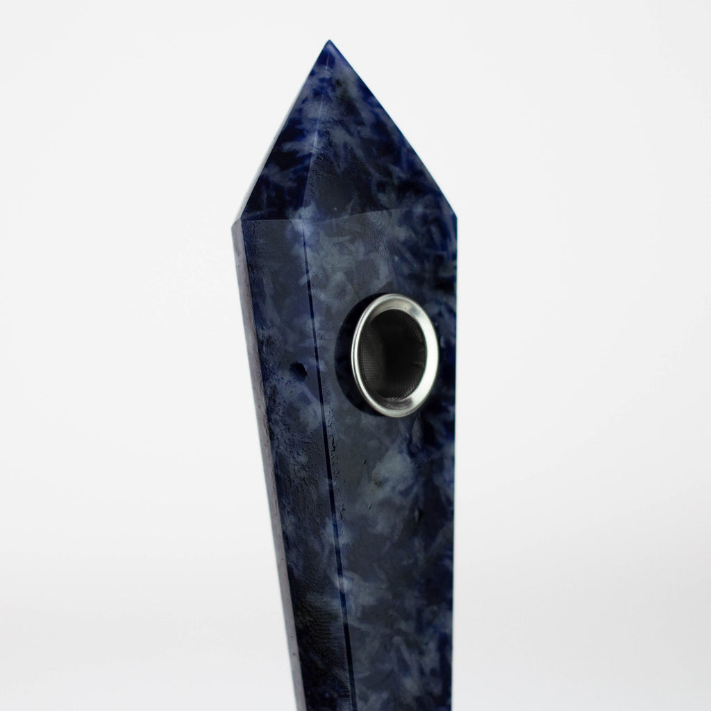 Acid Secs | Grey/Blue Feldspar Crystal Pipe with Choke