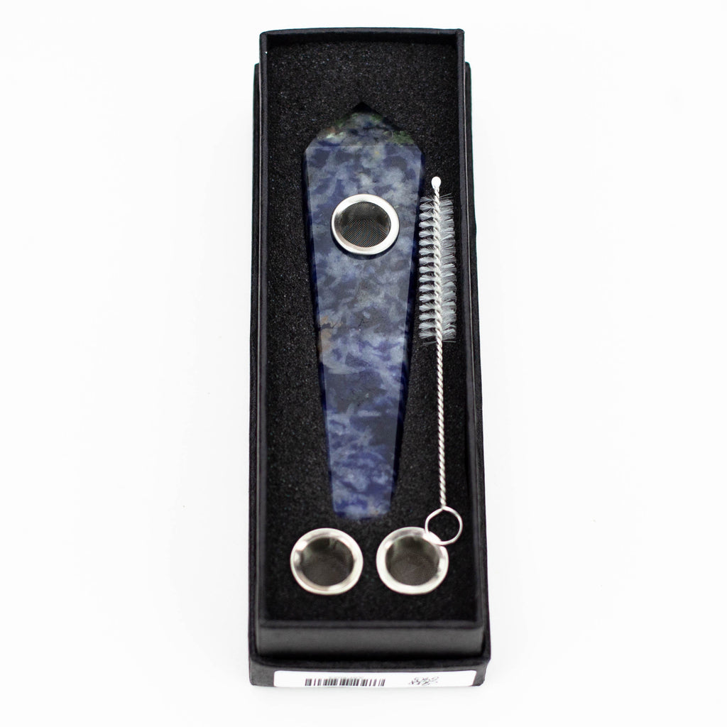 Acid Secs | Blue Dot Stone Crystal Pipe with Choke