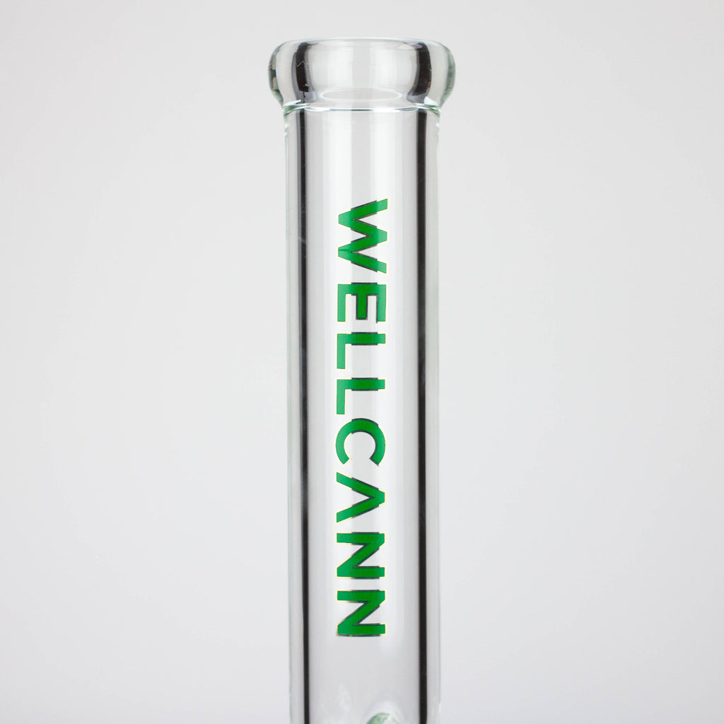 WellCann | 15" 7mm Beaker Bong with Thick Decal Base - Green Rainbow