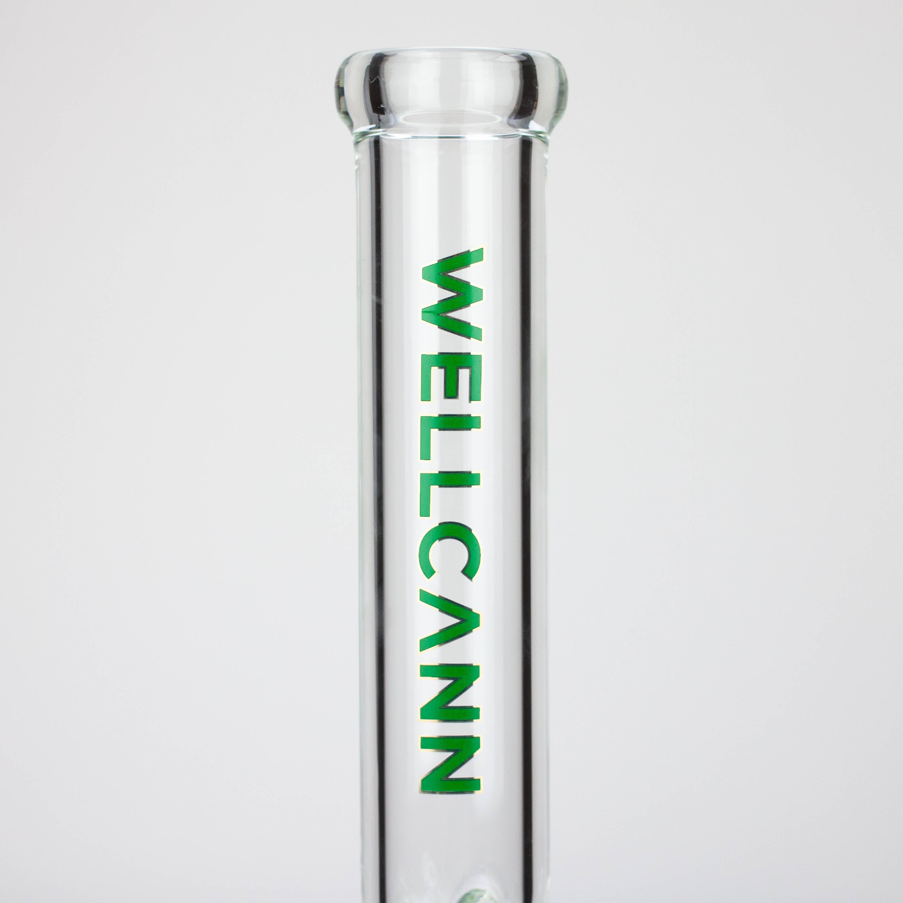 WellCann | 15" 7mm Beaker Bong with Thick Decal Base - Green Rainbow