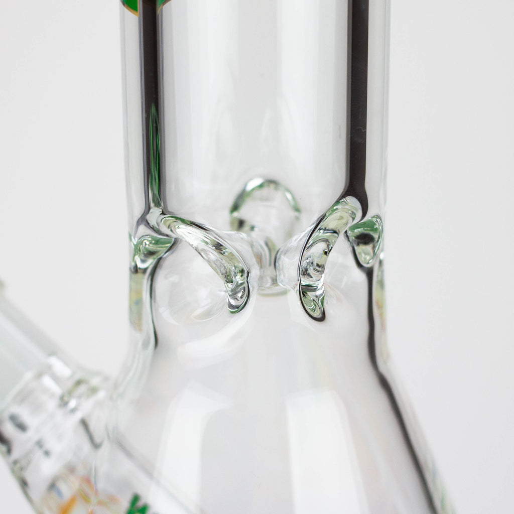 WellCann | 15" 7mm Beaker Bong with Thick Decal Base - Green Rainbow