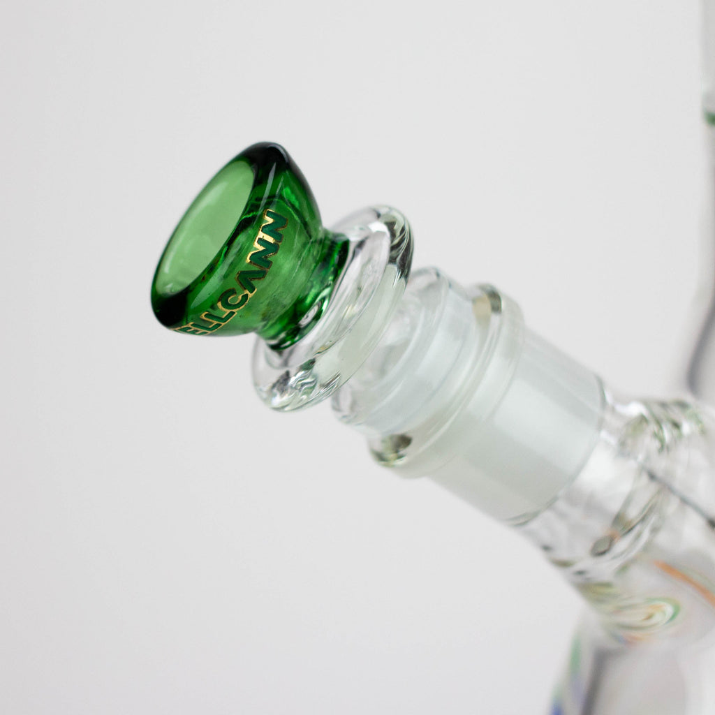 WellCann | 15" 7mm Beaker Bong with Thick Decal Base - Green Rainbow