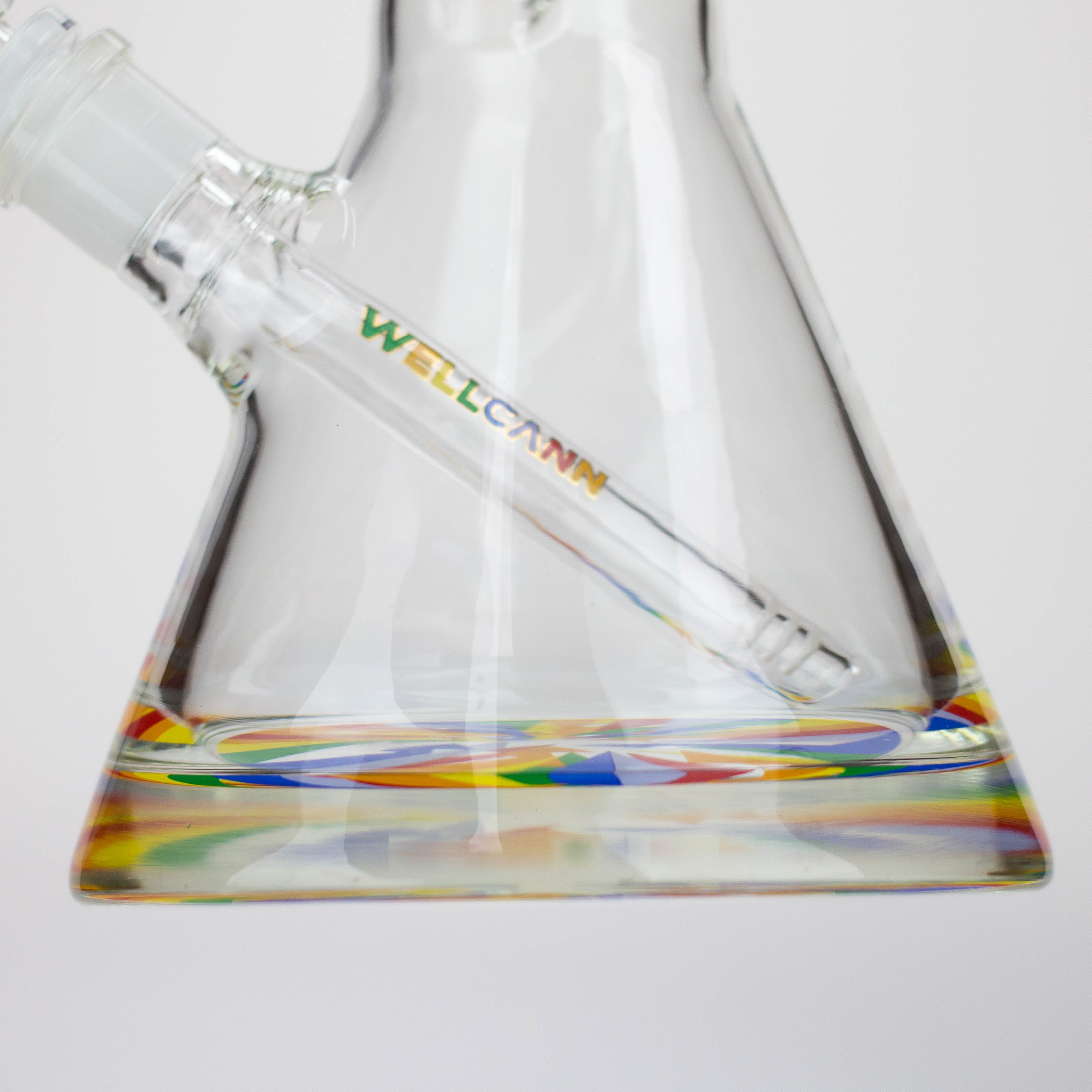 WellCann | 15" 7mm Beaker Bong with Thick Decal Base - Green Rainbow