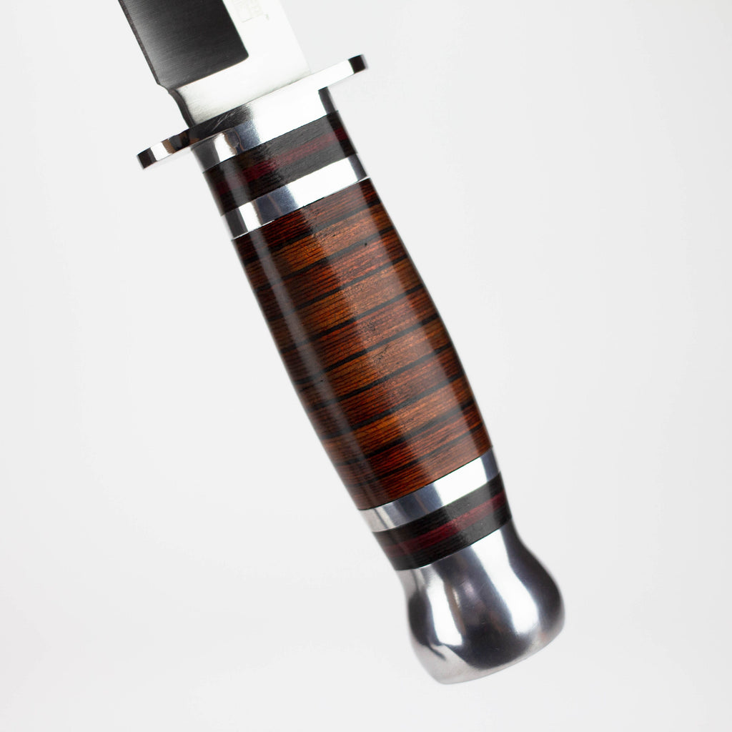 10" Silver Stainless Steel Hunting Knife Wood Handle with Sheath [HK-6860]