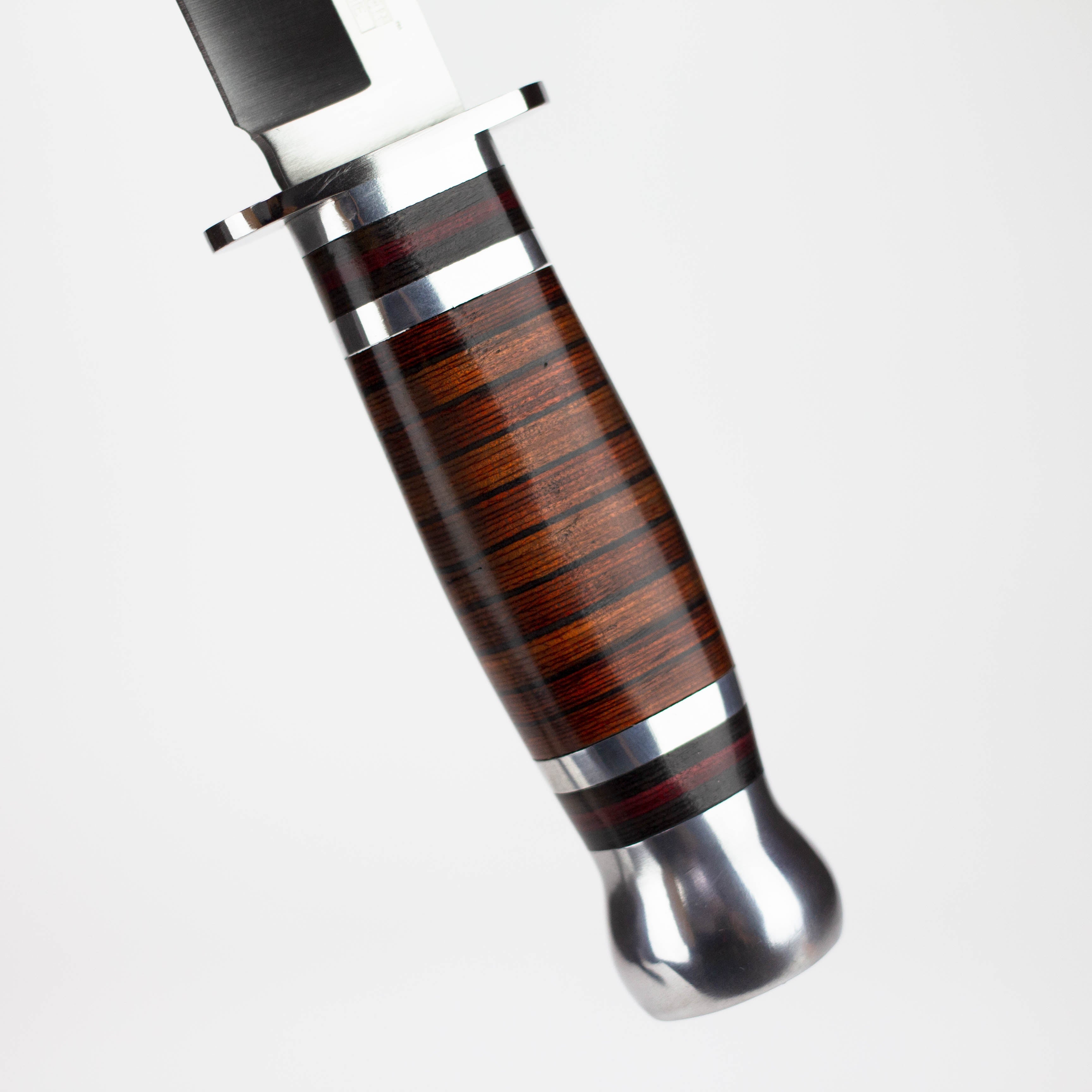 10" Silver Stainless Steel Hunting Knife Wood Handle with Sheath [HK-6860]