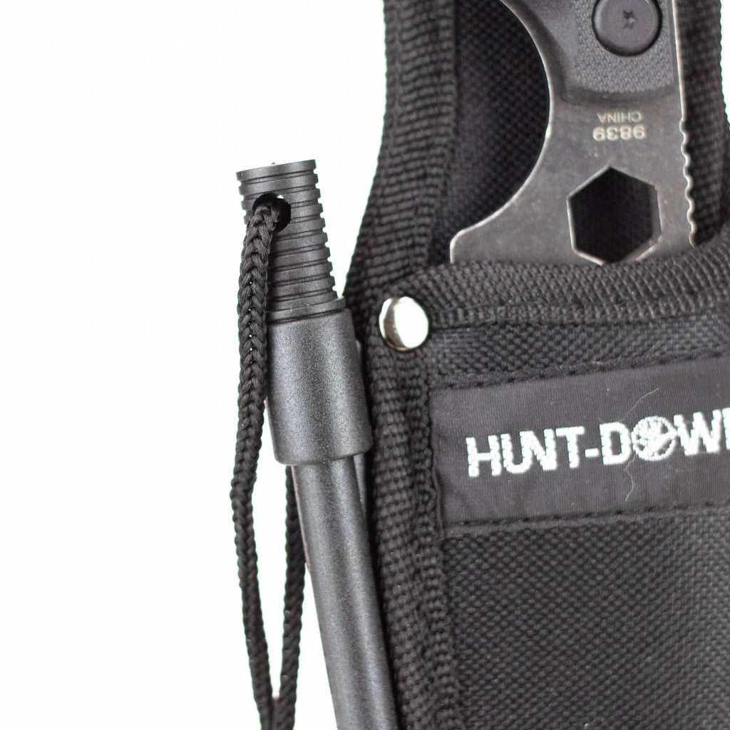 Hunt-Down | 9.5" Stonewashed Fixed Blade Full Tang Tactical Knife Sheath & Wrench [9839]