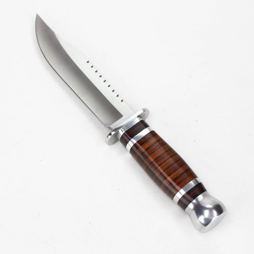 10" Silver Stainless Steel Hunting Knife Wood Handle with Sheath [HK-6860]