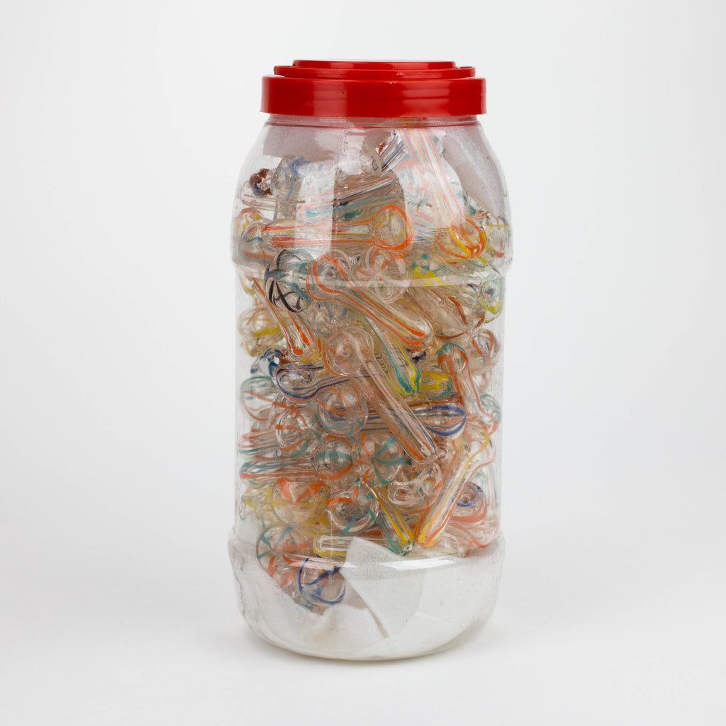 2.5” Assorted design Soft glass hand pipe Jar of 110