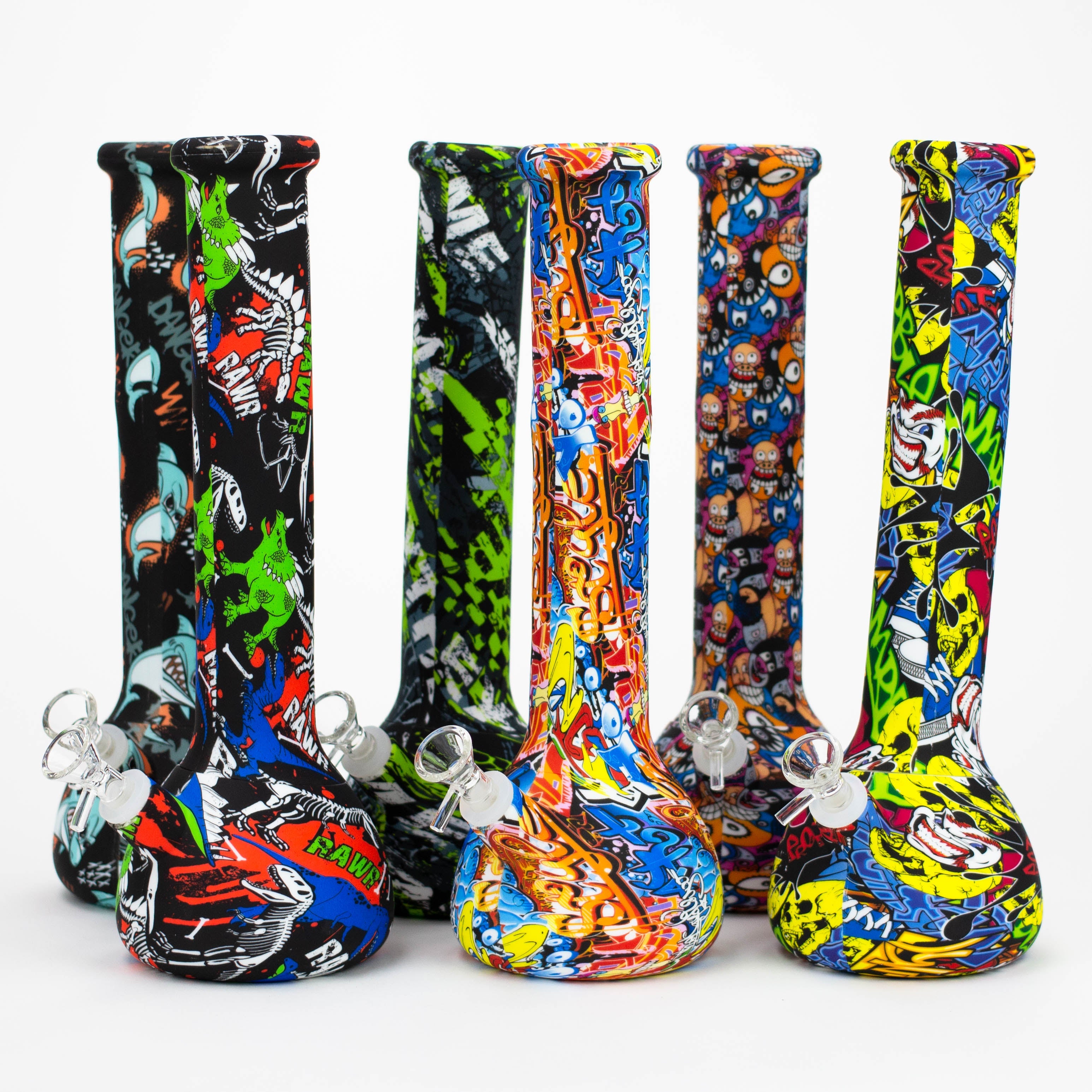 15" Silicone Bong With Assorted Graphics [7050093B]
