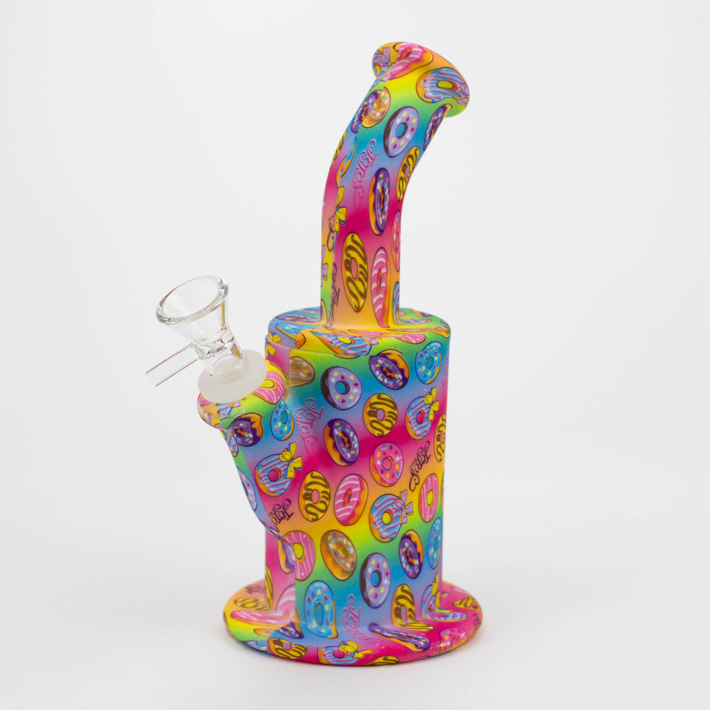 9" Silicone Bong With Assorted Graphics [7050067B]