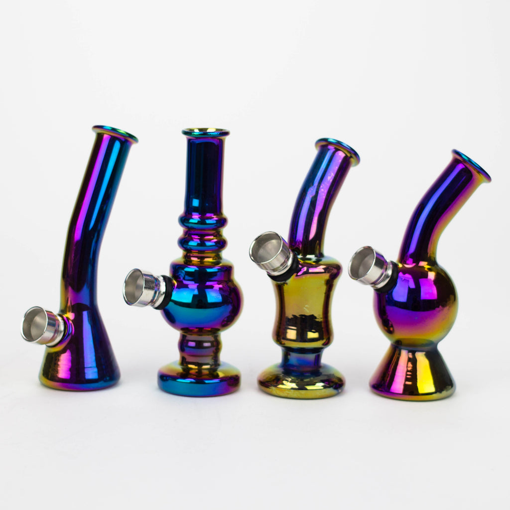 Z5" mini glass bong with metallic finish Box of 12 [BG264]