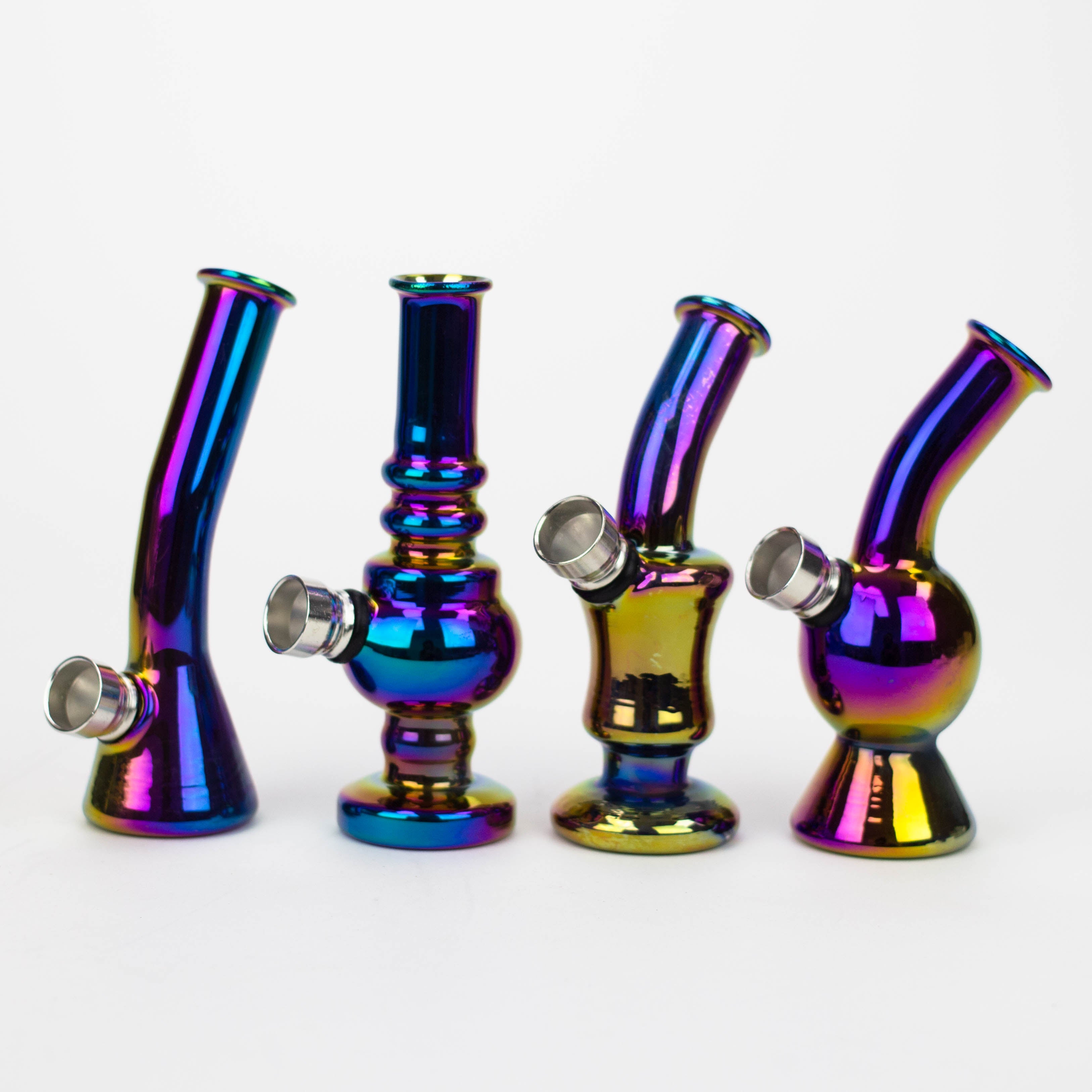Z5" mini glass bong with metallic finish Box of 12 [BG264]