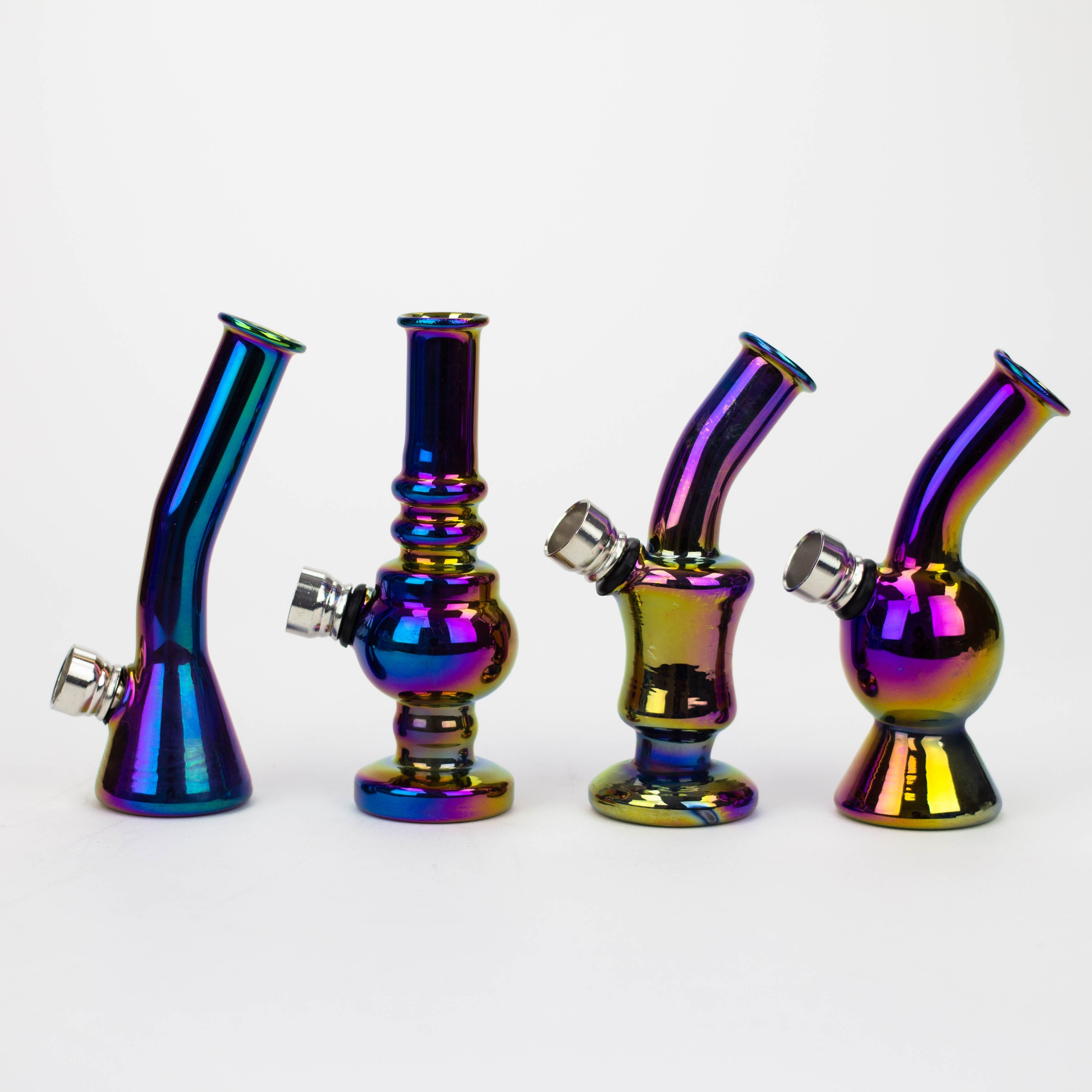 Z5" mini glass bong with metallic finish Box of 12 [BG264]