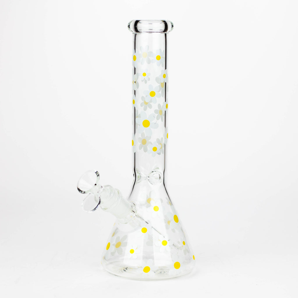 Z10" Glass Bong With Daisy Design [BH1063]