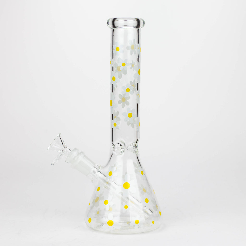 Z10" Glass Bong With Daisy Design [BH1063]