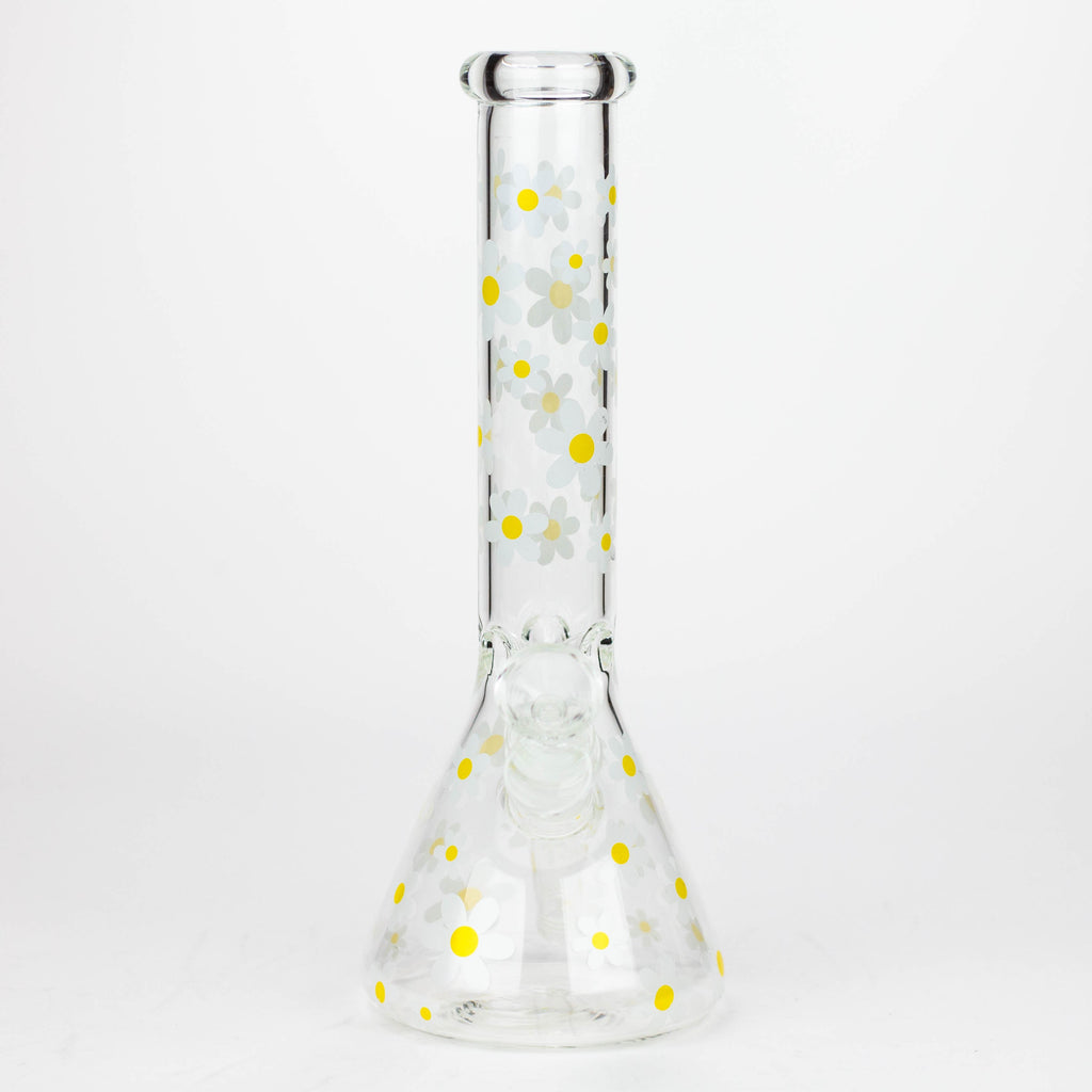 Z10" Glass Bong With Daisy Design [BH1063]