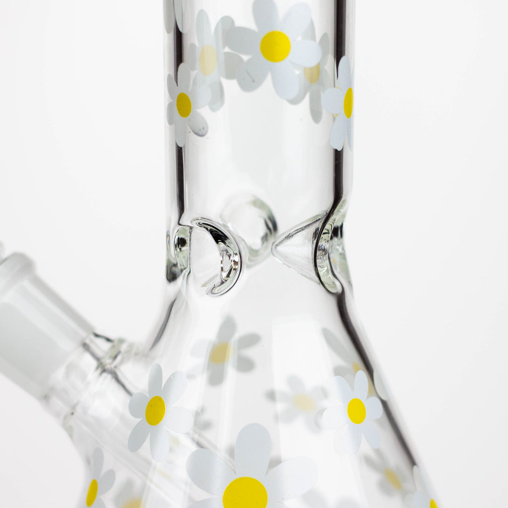 Z10" Glass Bong With Daisy Design [BH1063]